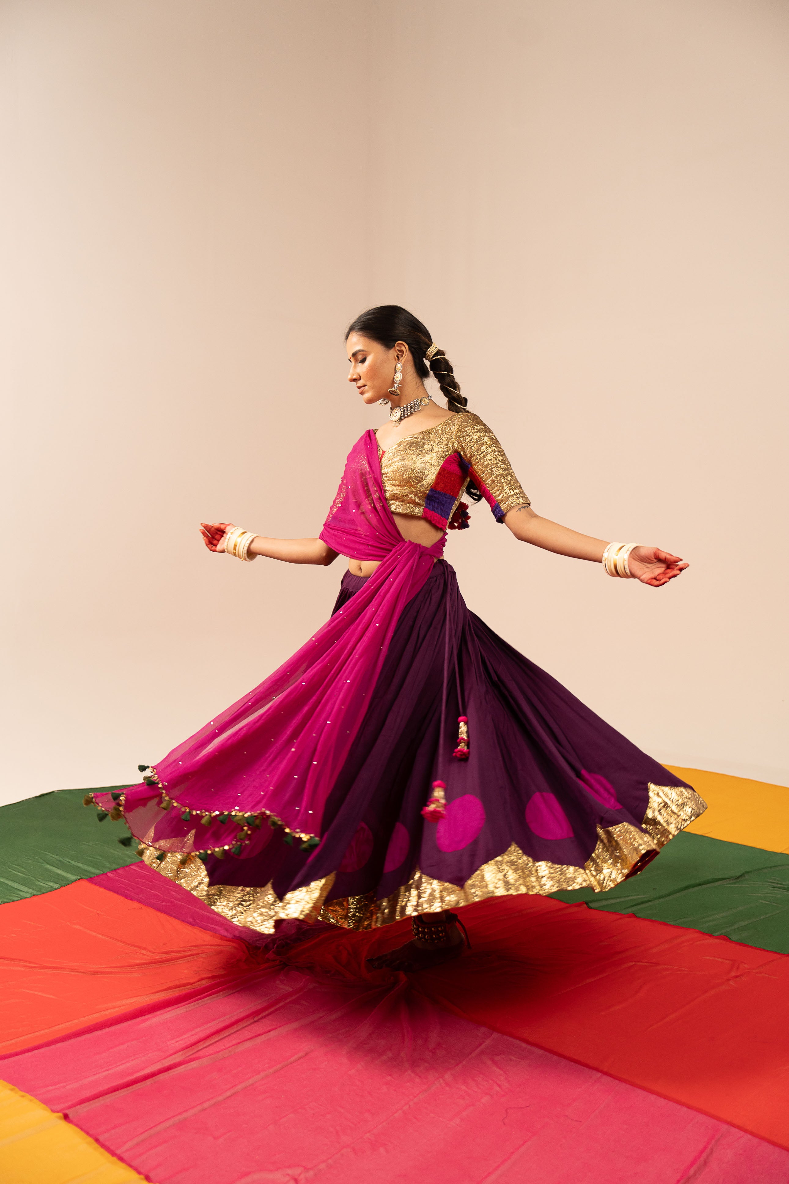 Deep purple Colored Lehenga Set