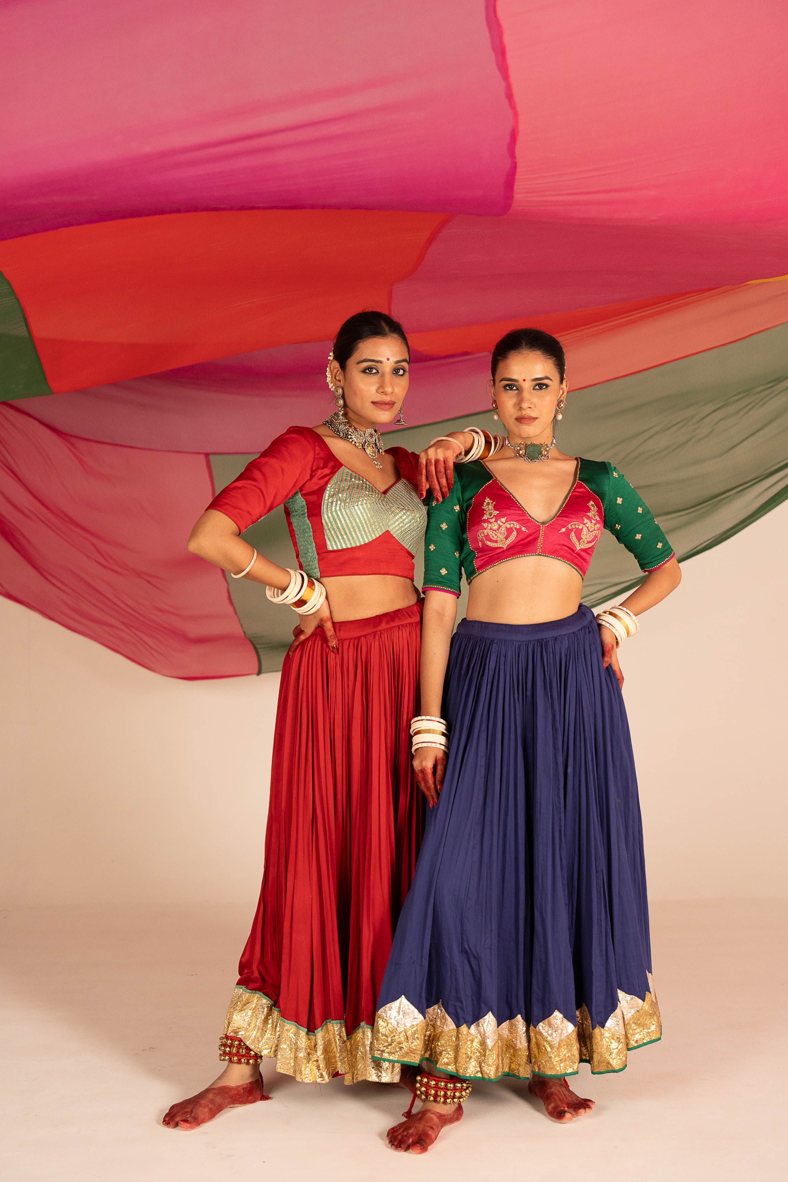 Green Blue Lehenga Set