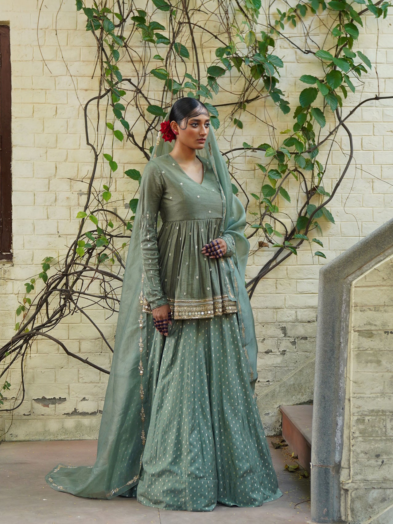 Sage Green Peplum Set