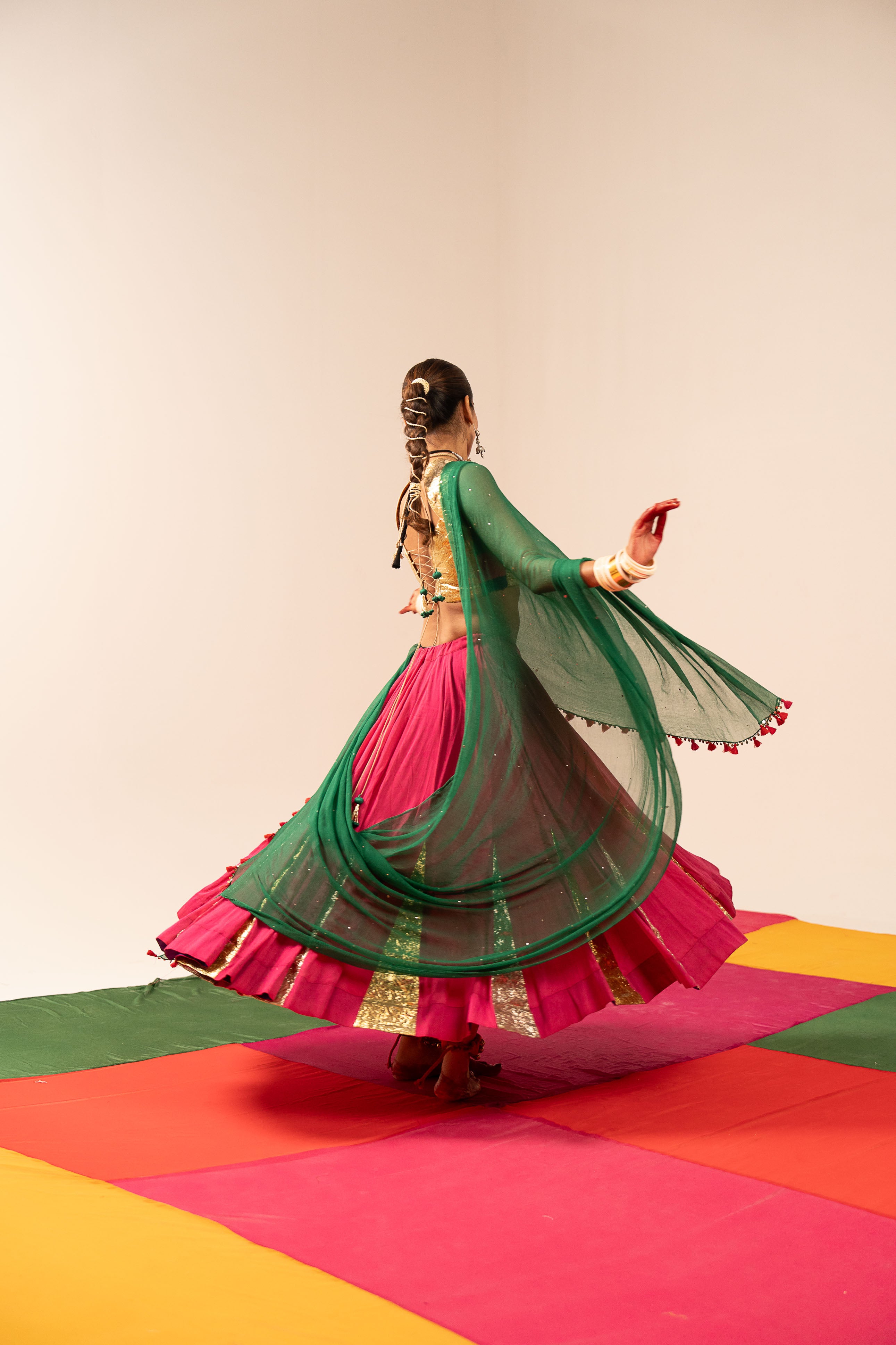 Golden & Pink Lehenga Set