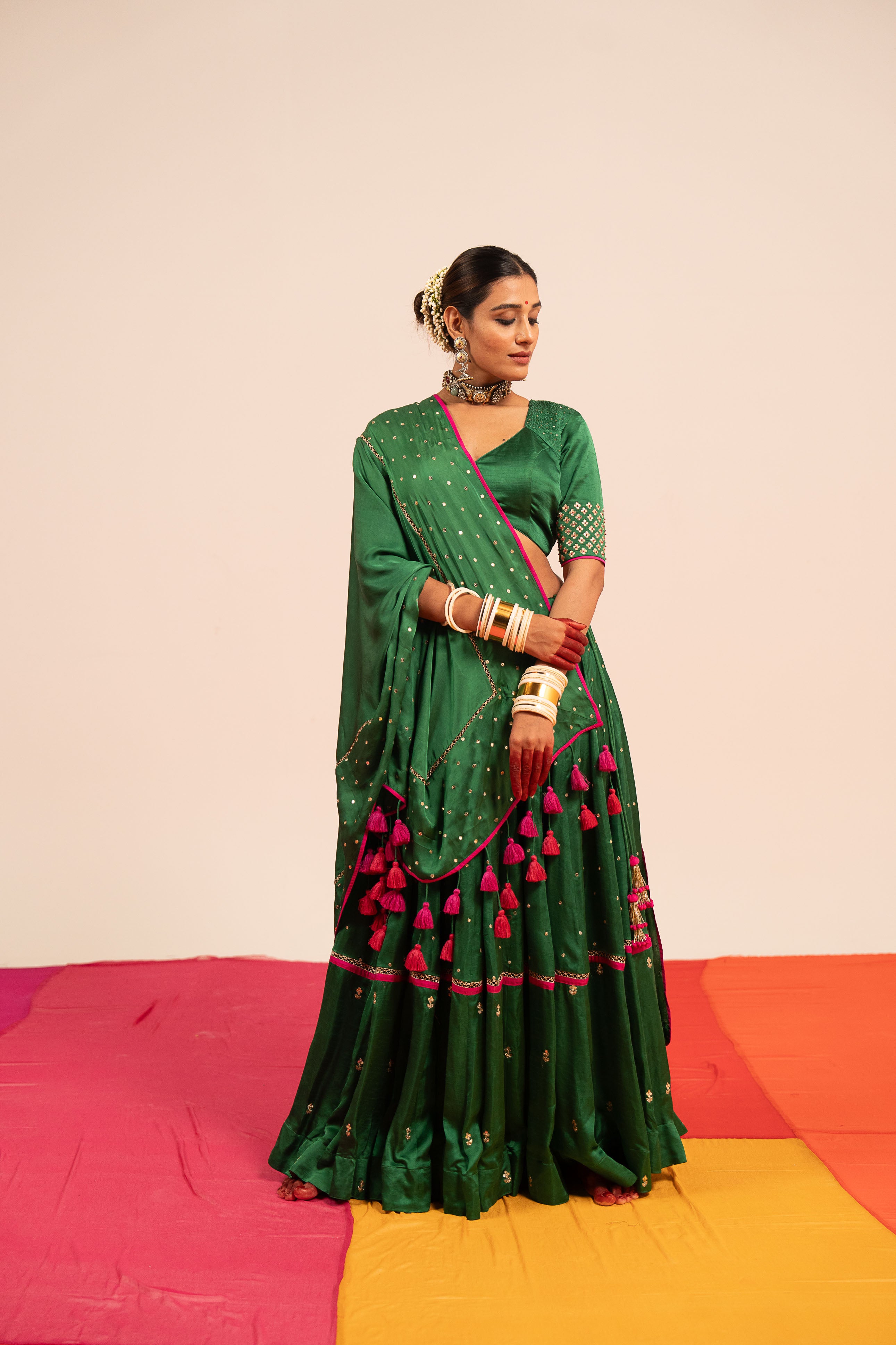Dark Green Modal Lehenga