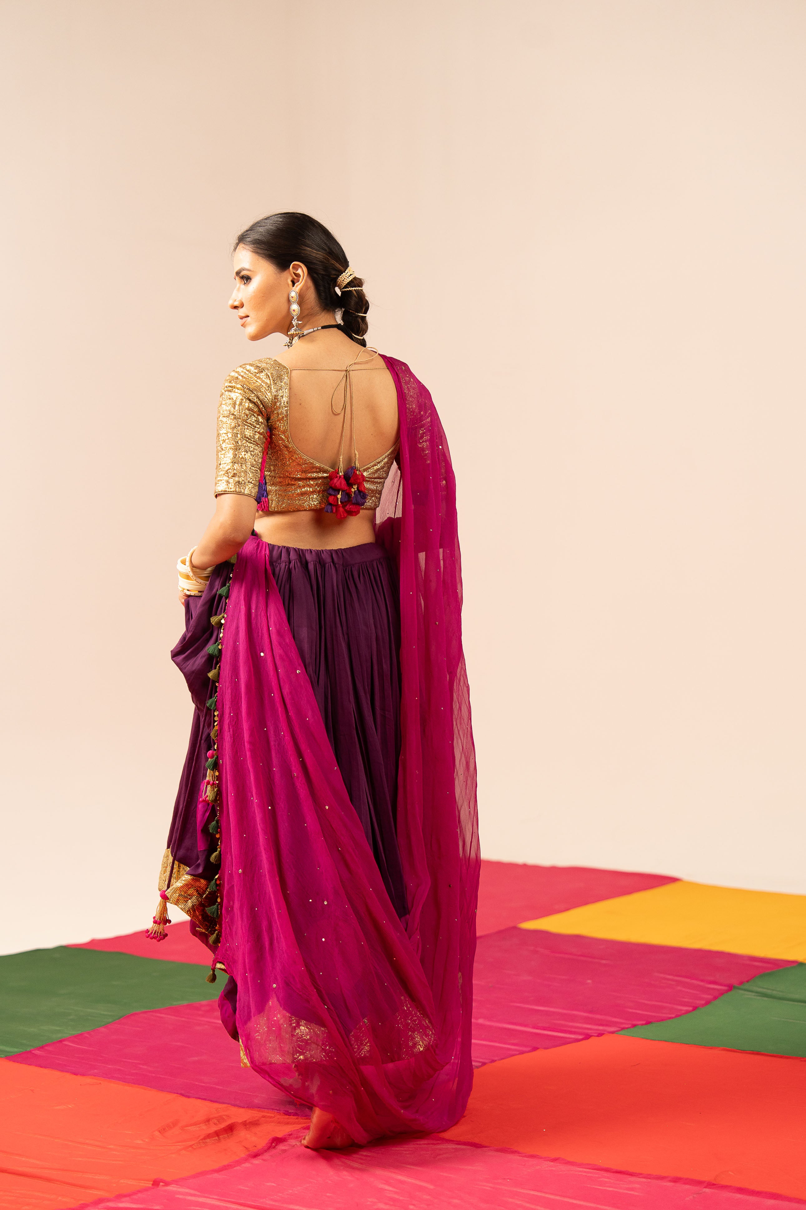 Deep purple Colored Lehenga Set