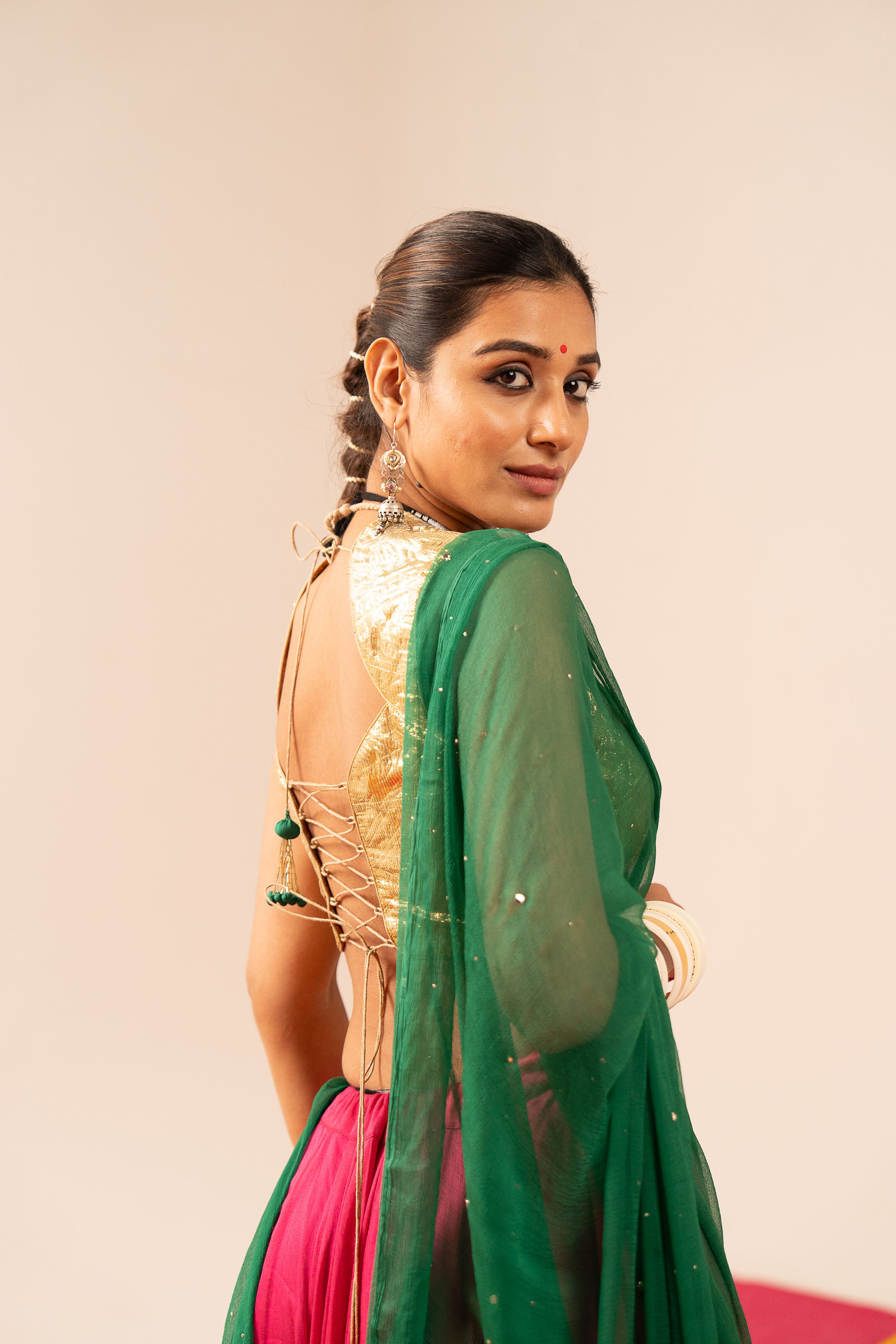 Golden & Pink Lehenga Set