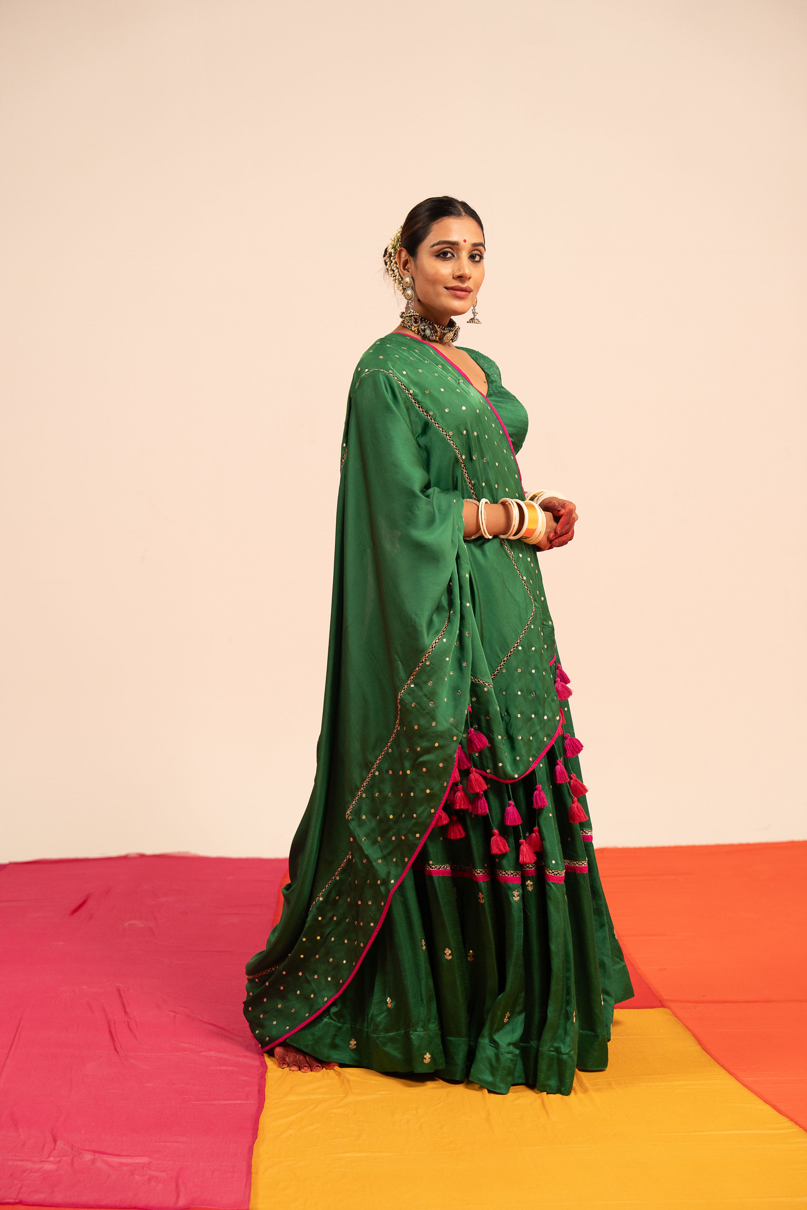 Dark Green Modal Lehenga