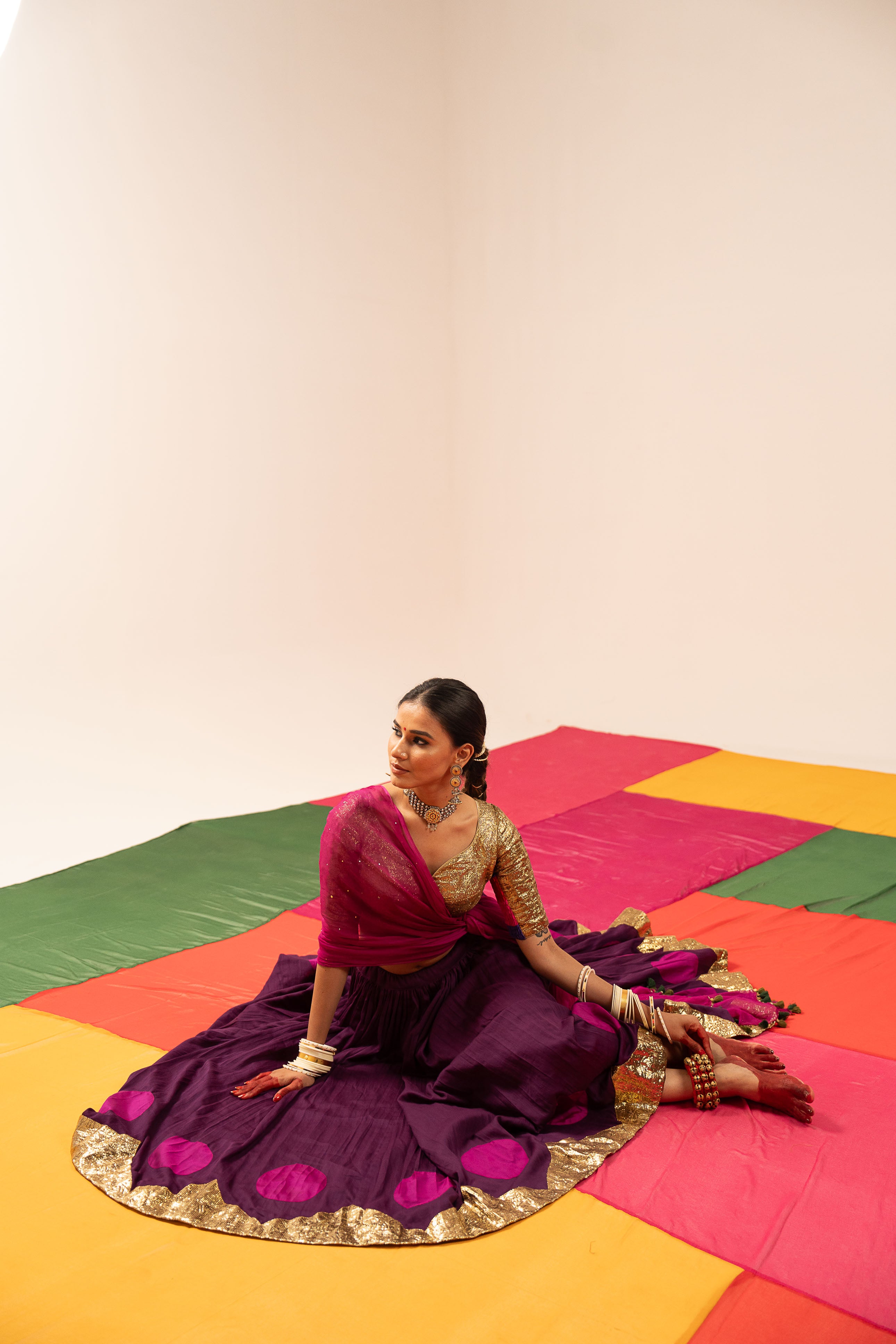 Deep purple Colored Lehenga Set