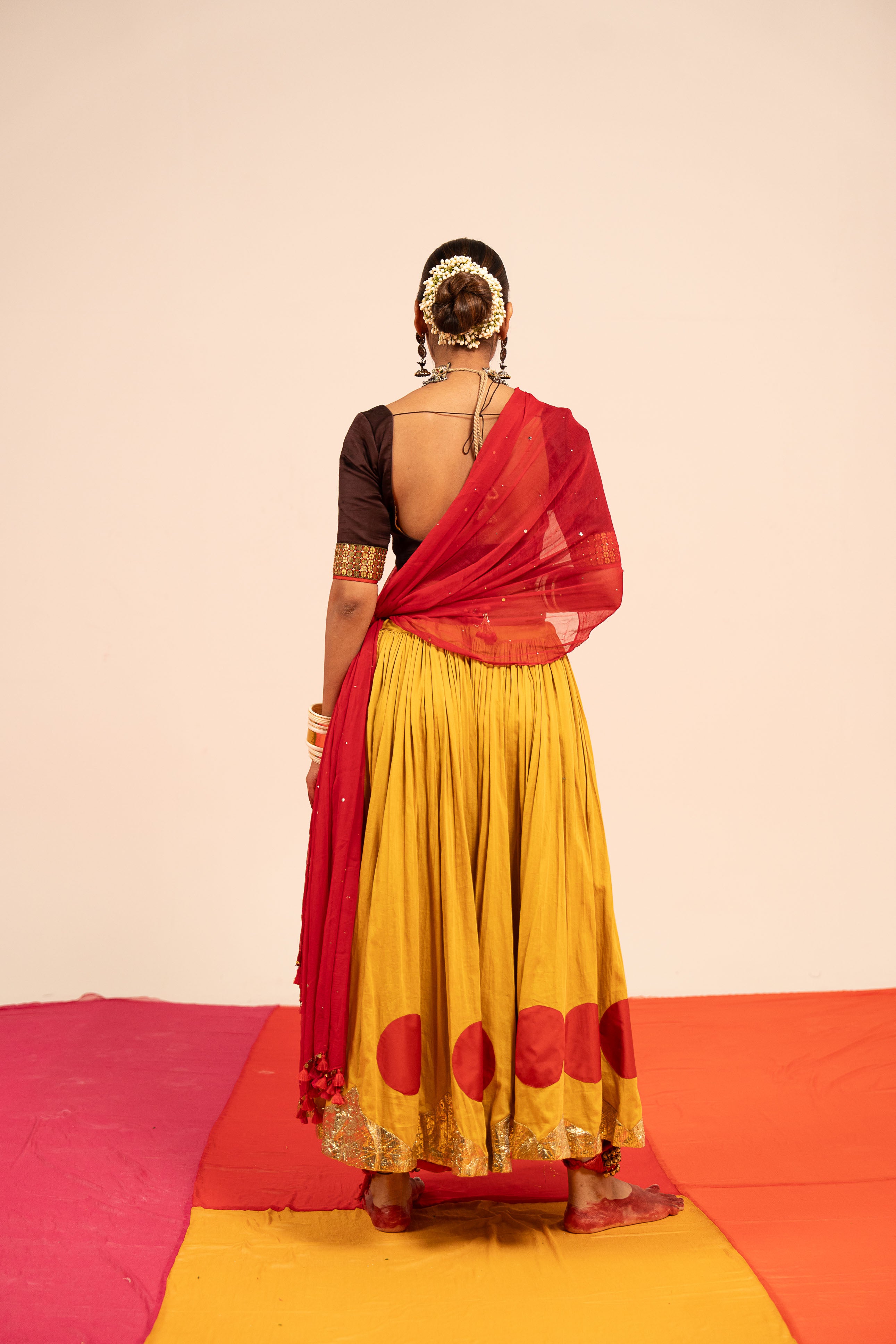 Yellow Brown Lehenga Set