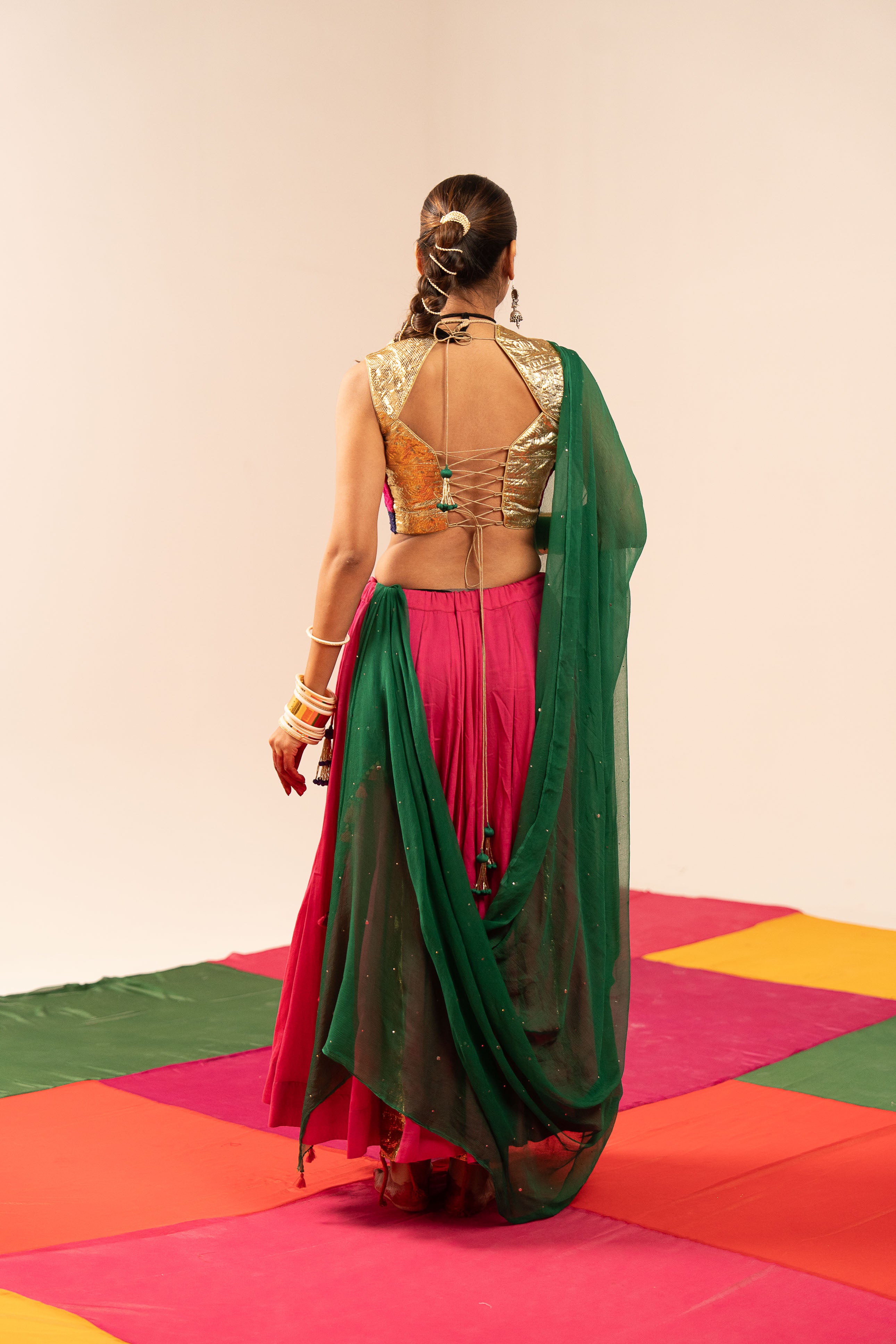 Golden & Pink Lehenga Set