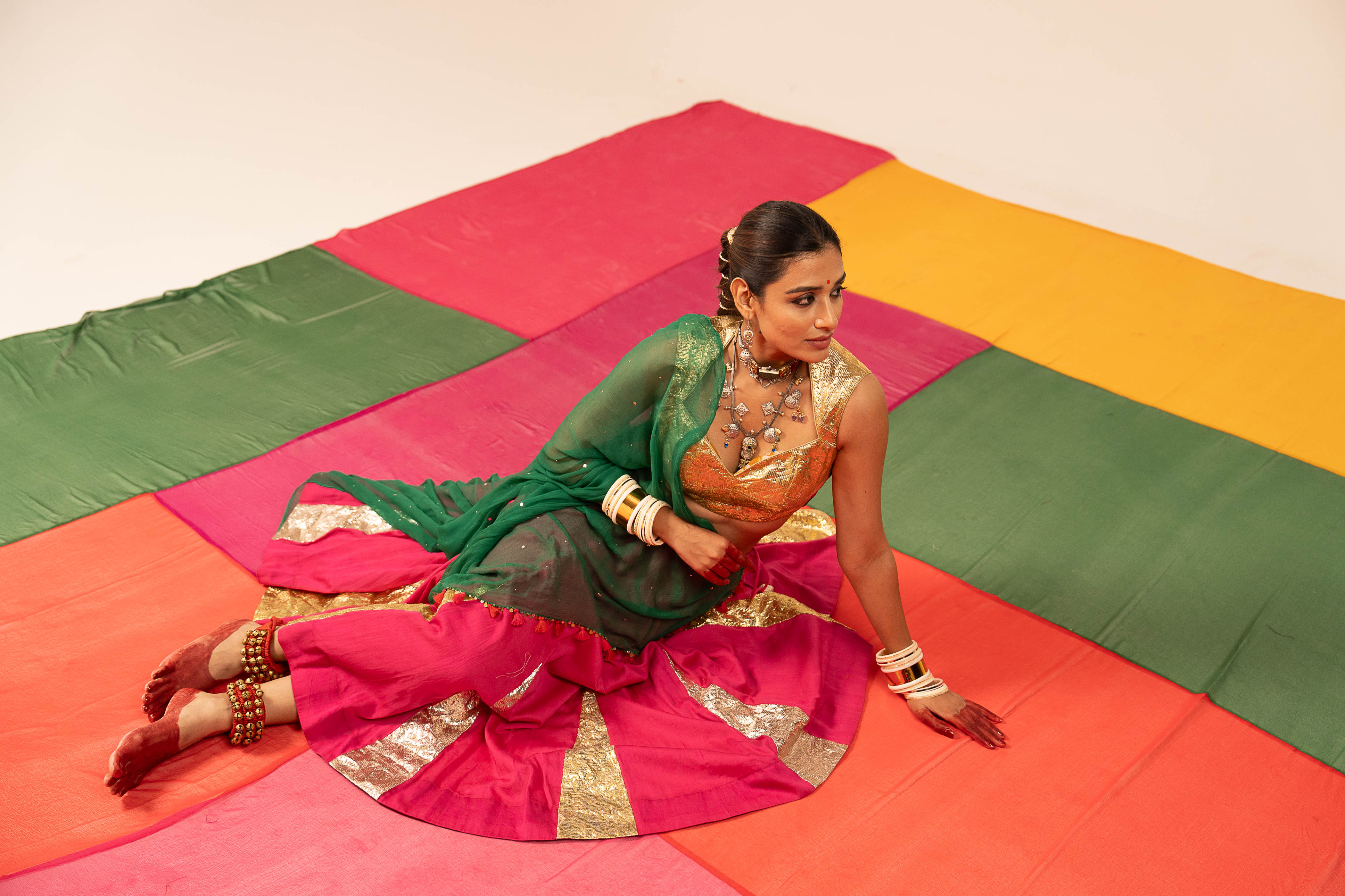 Golden & Pink Lehenga Set