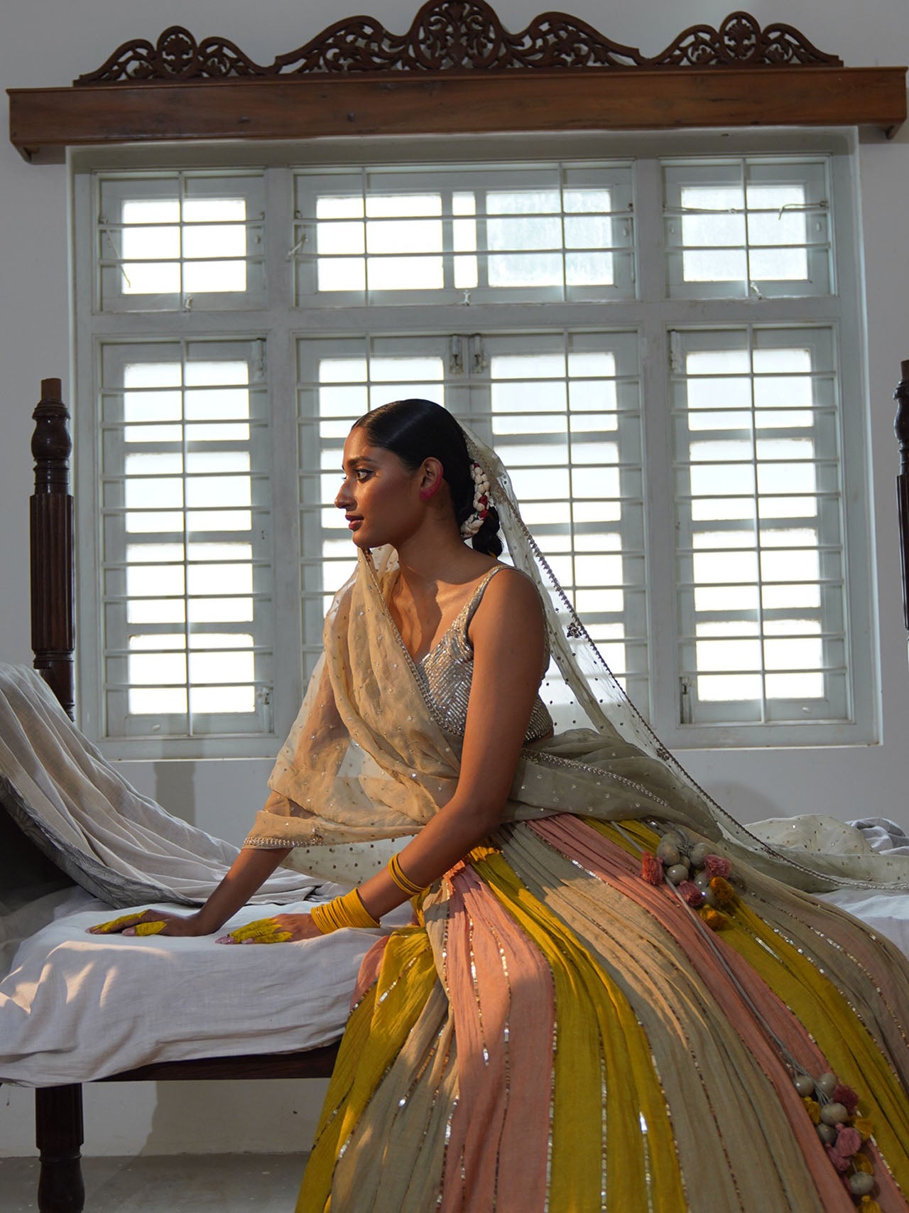 Grey Multi Coloured Lehenga Set