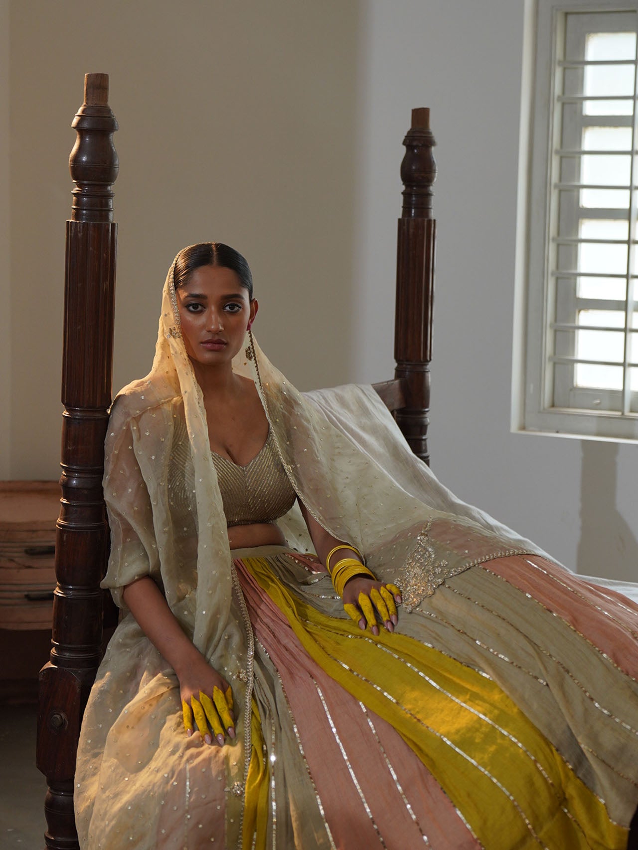 Grey Multi Coloured Lehenga Set