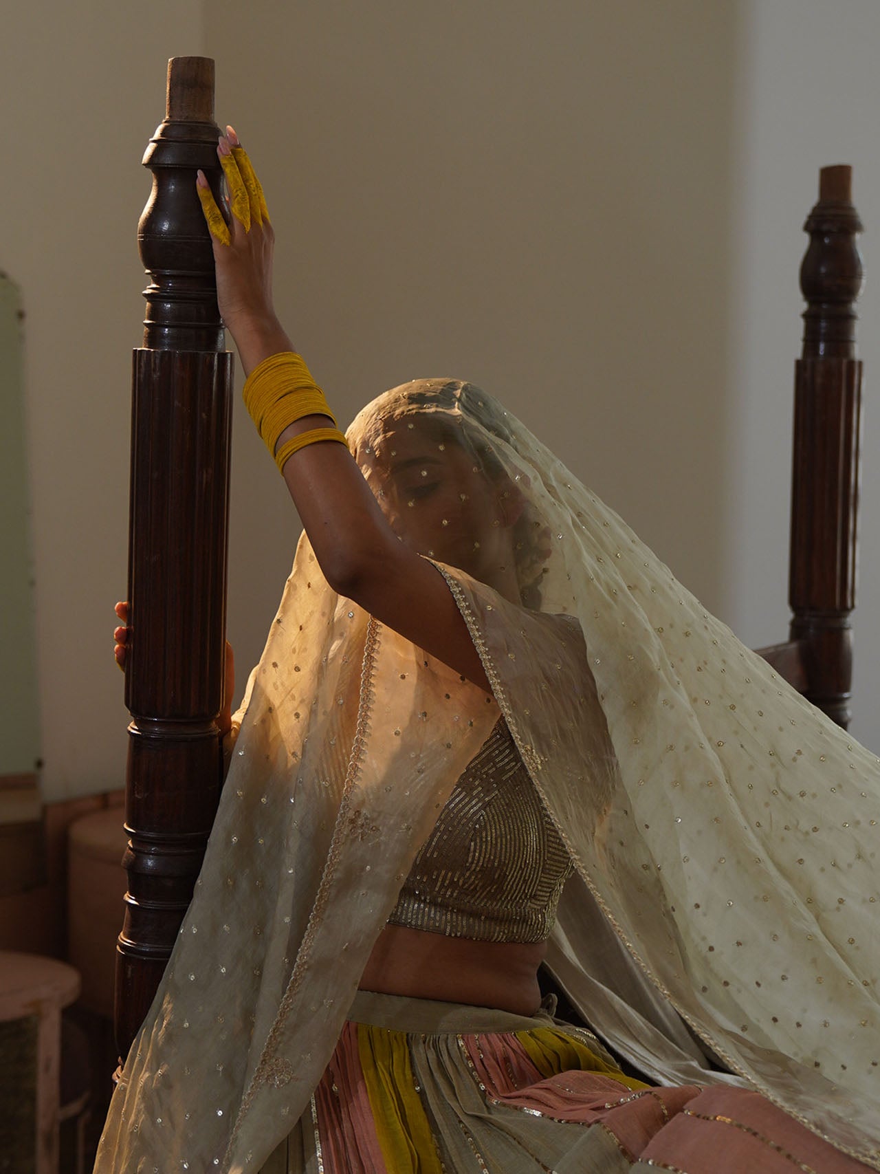 Grey Multi Coloured Lehenga Set