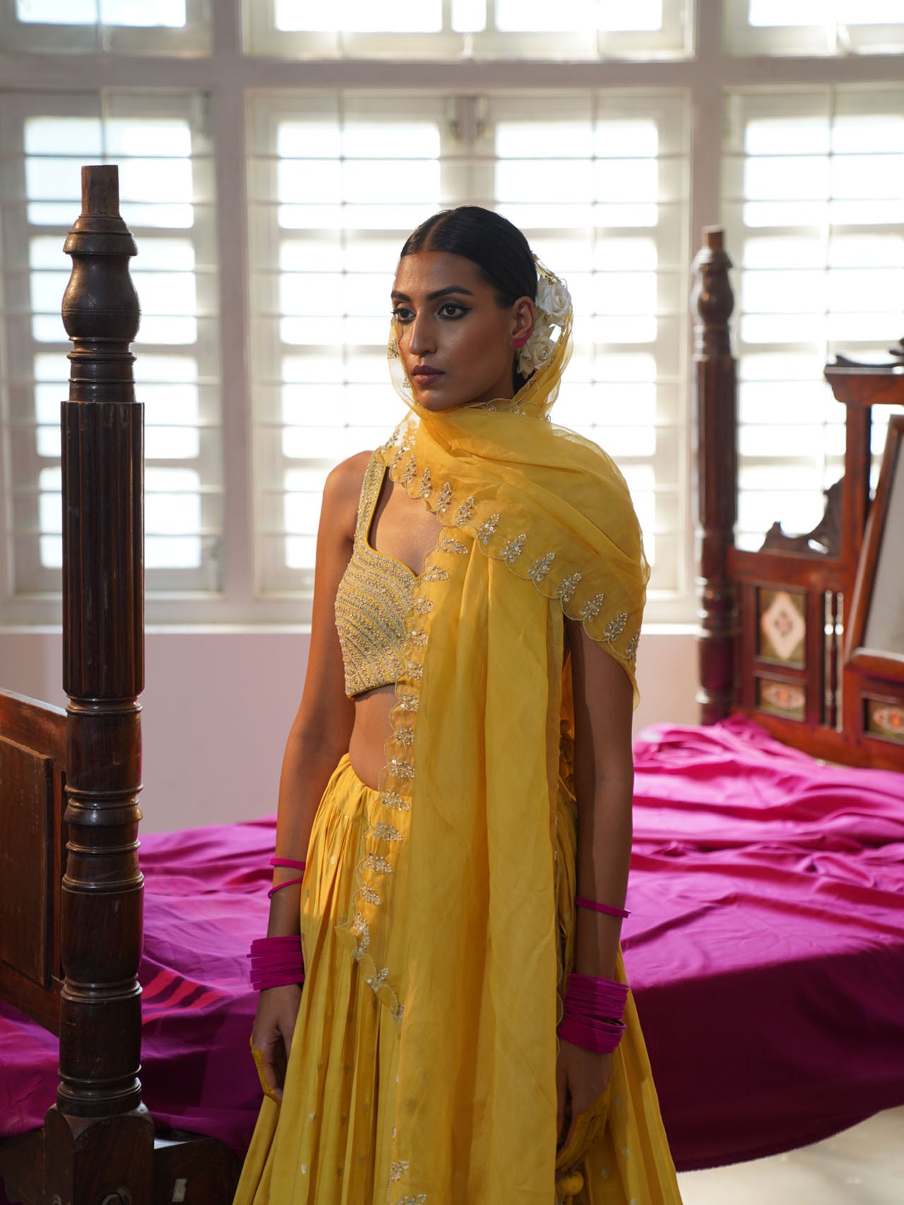 Yellow Banarasi Lehenga Set