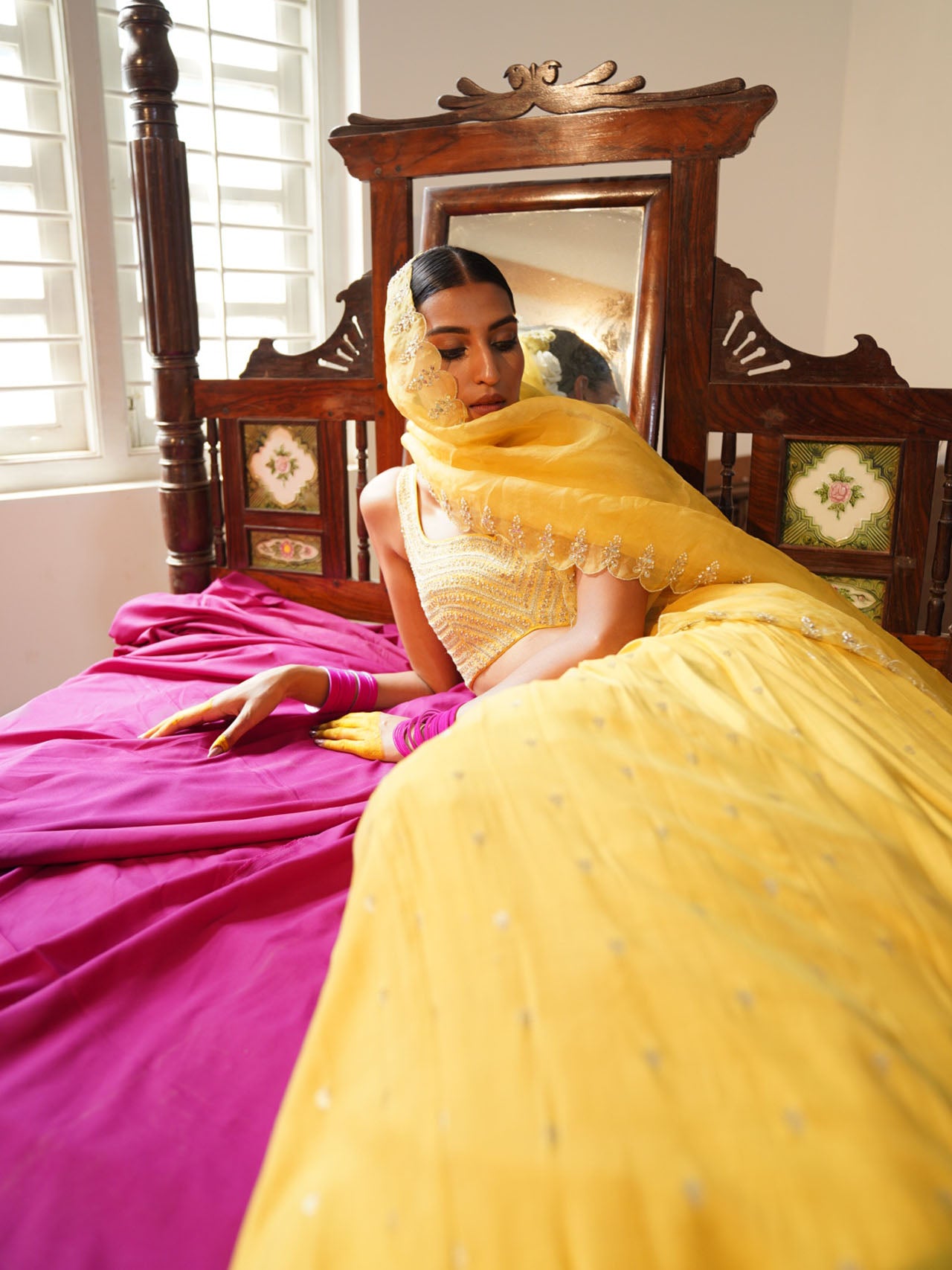 Yellow Banarasi Lehenga Set