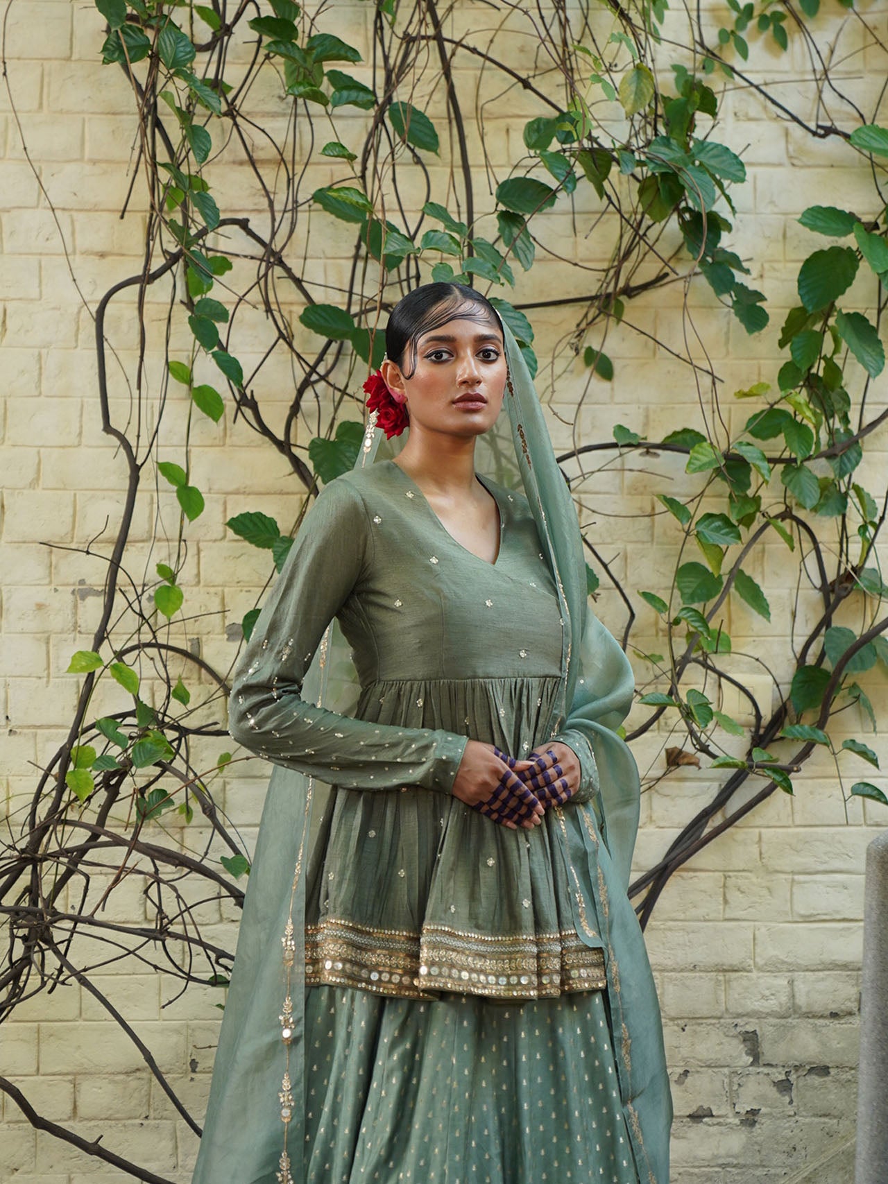 Sage Green Peplum Set