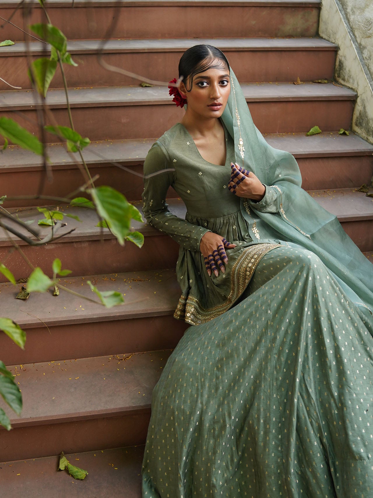 Sage Green Peplum Set