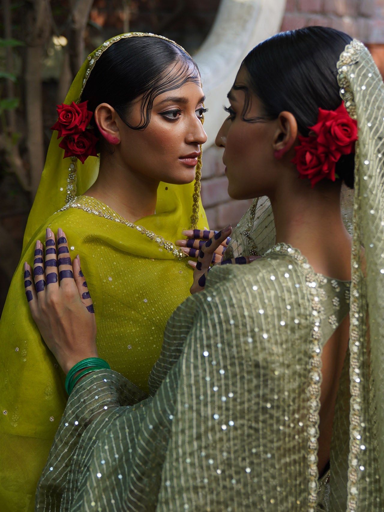 Lime And Olive Green Lehenga Set