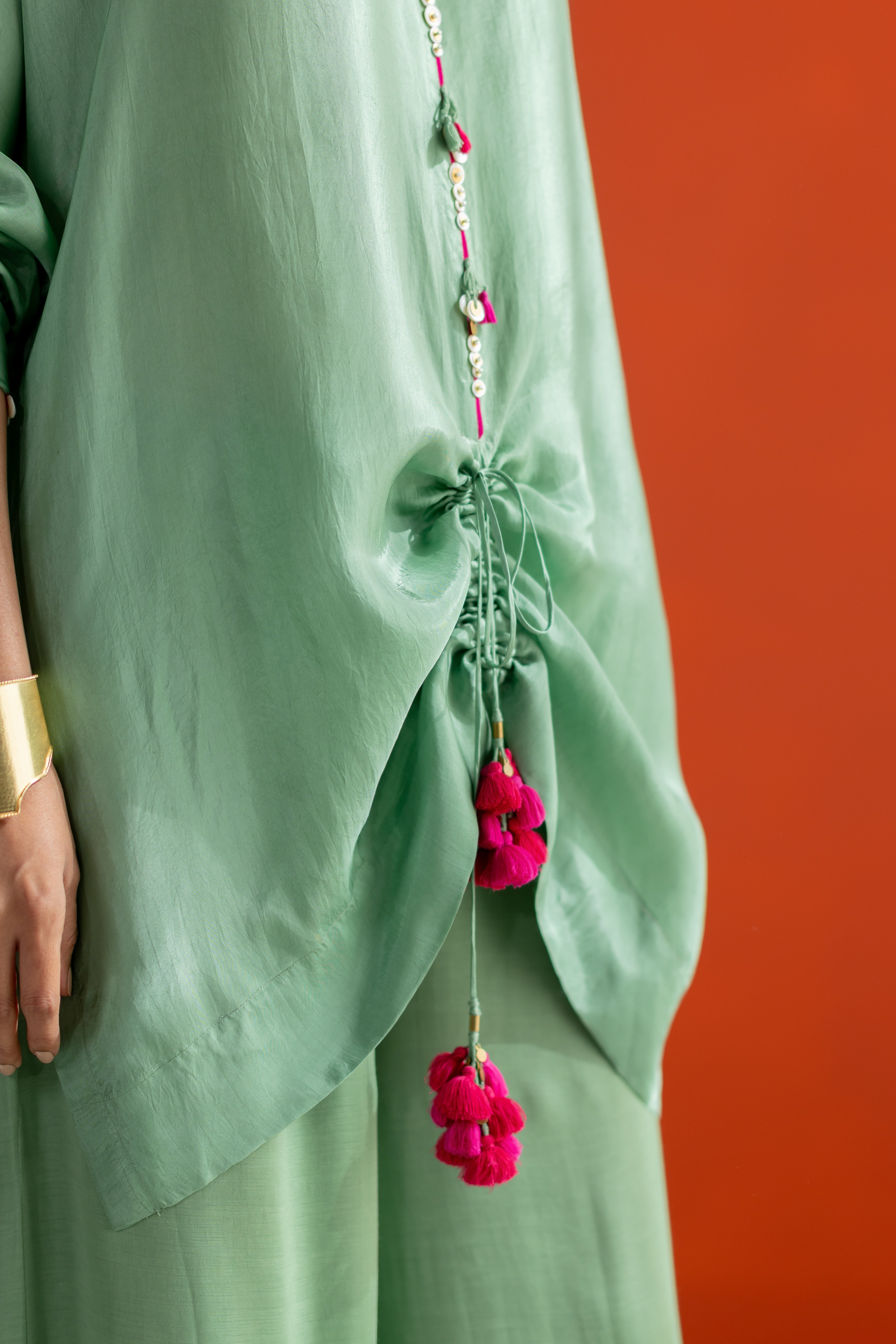 Sea green top with lampi gota co-ord set