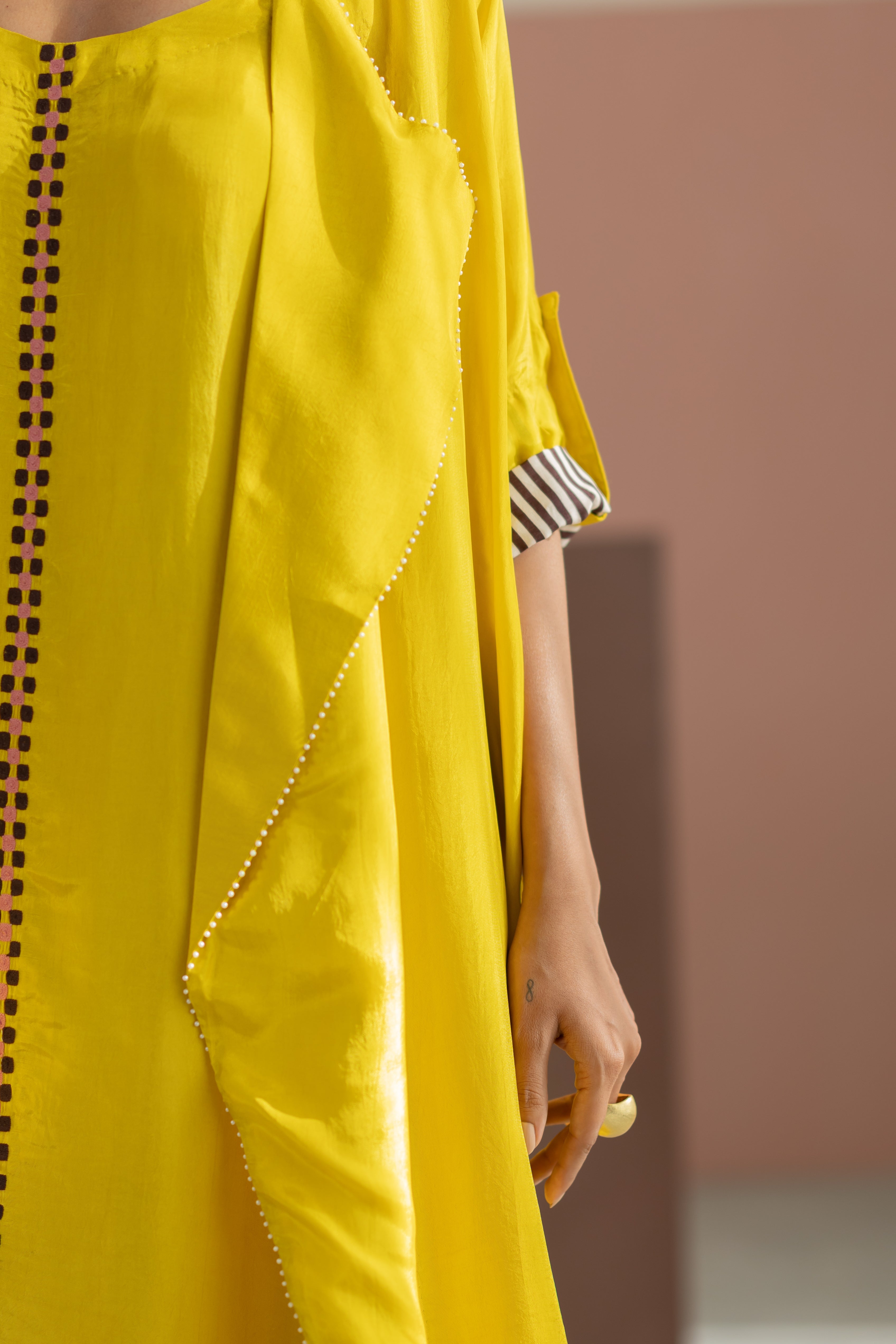 Lime Yellow Habutai Silk Jacket Set