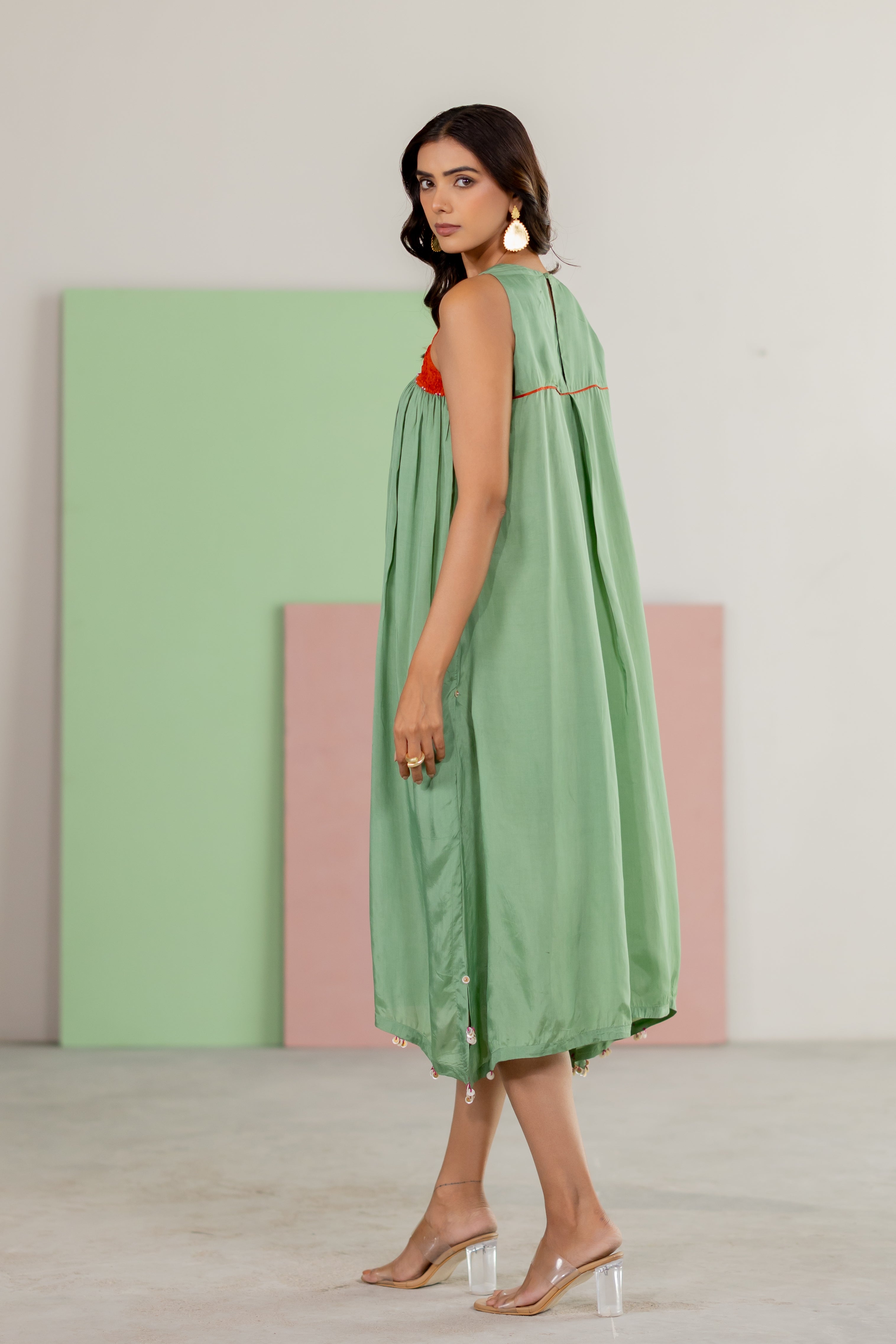 Sea green sleeveless dress