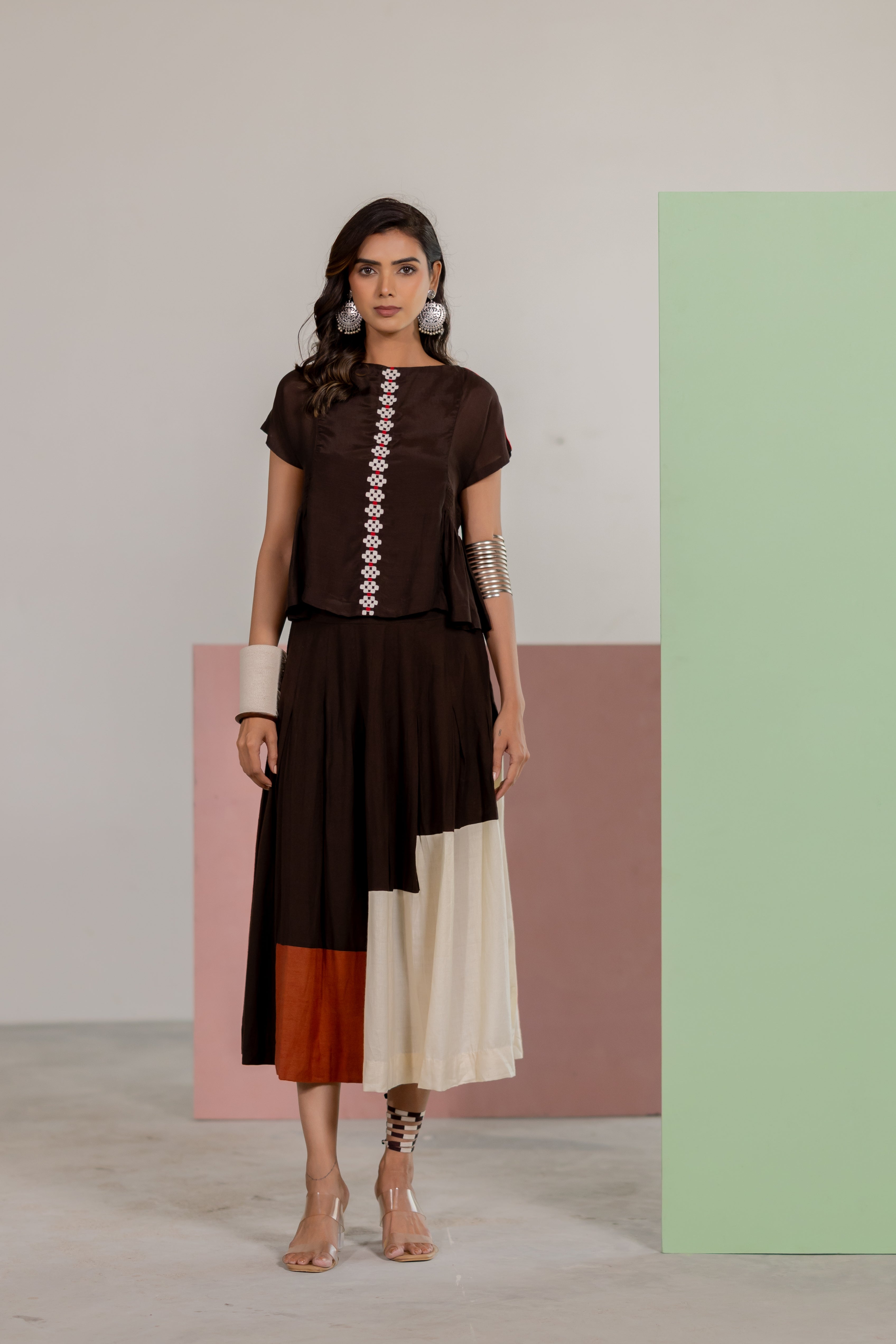 Brown skirt set