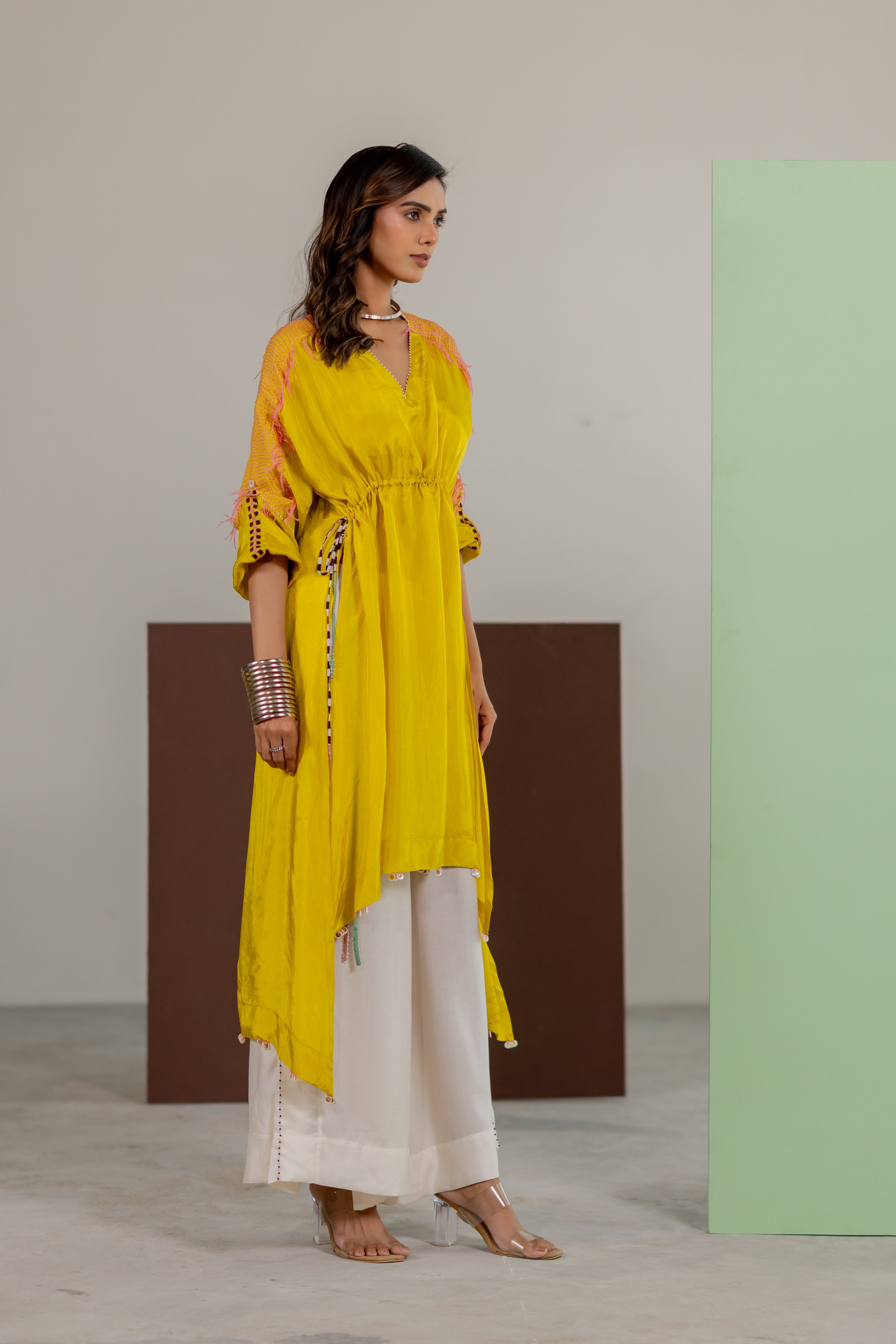 Lime yellow tunic set