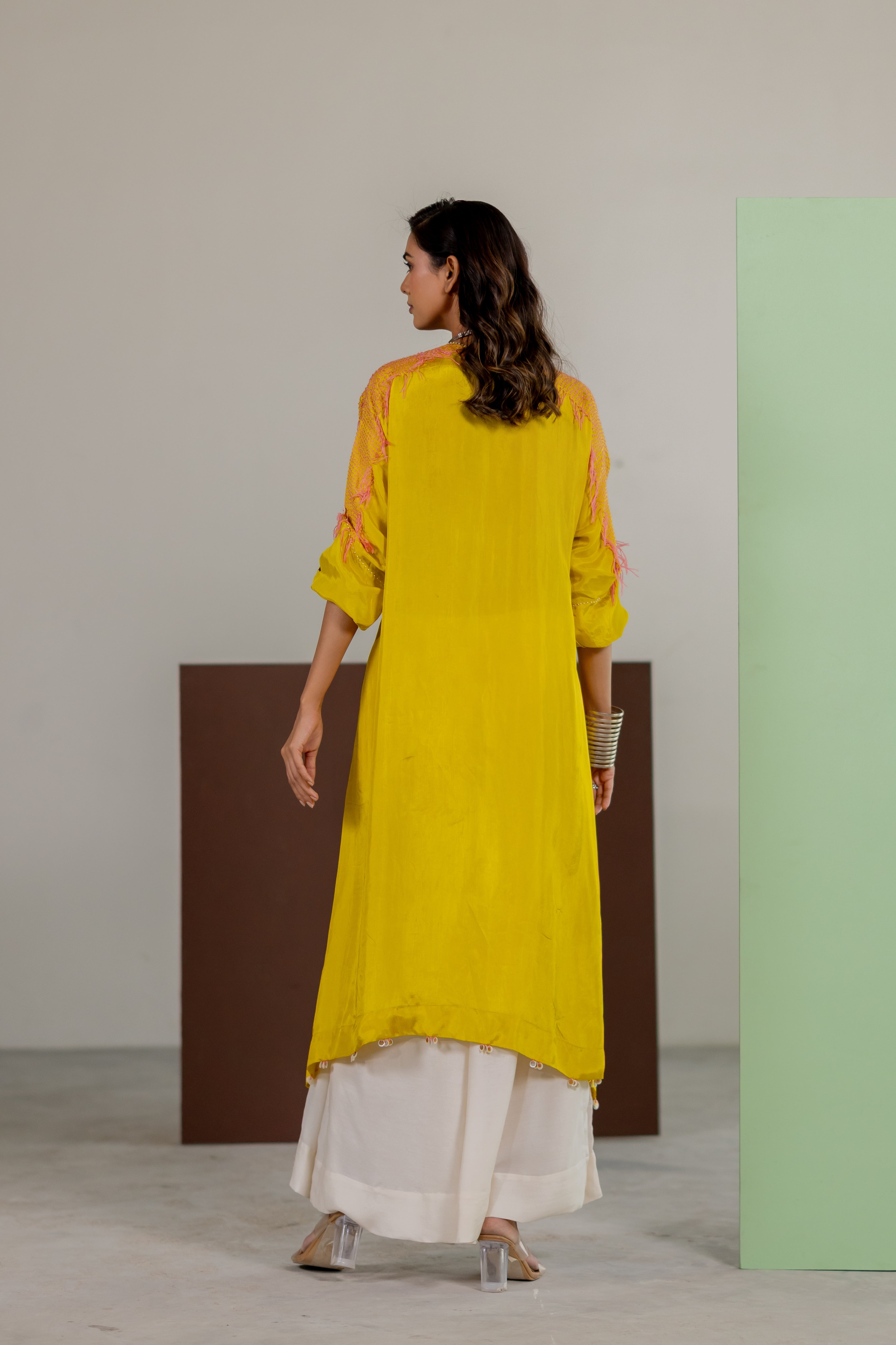 Lime yellow tunic set