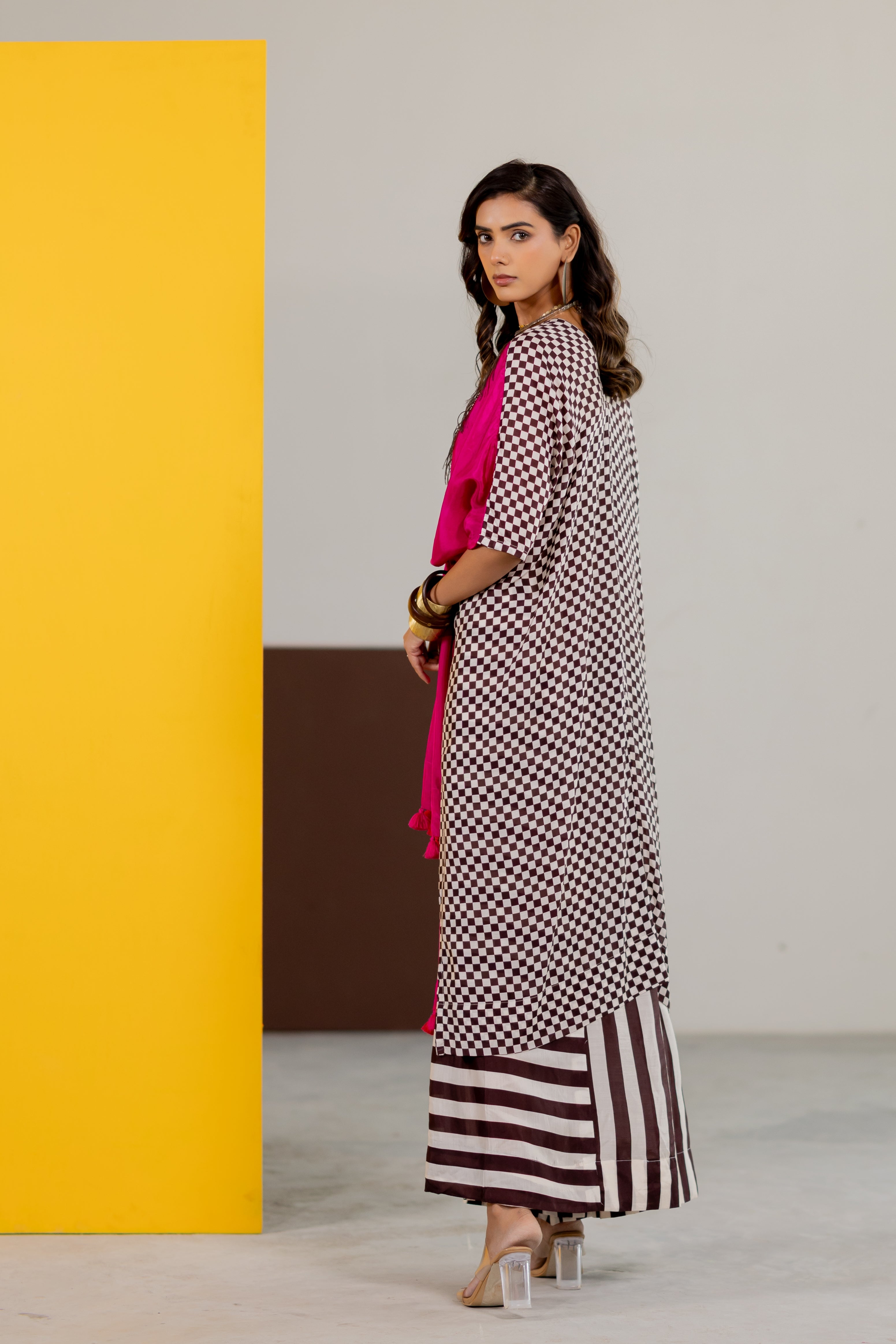 Hot Pink habutai silk kaftan set
