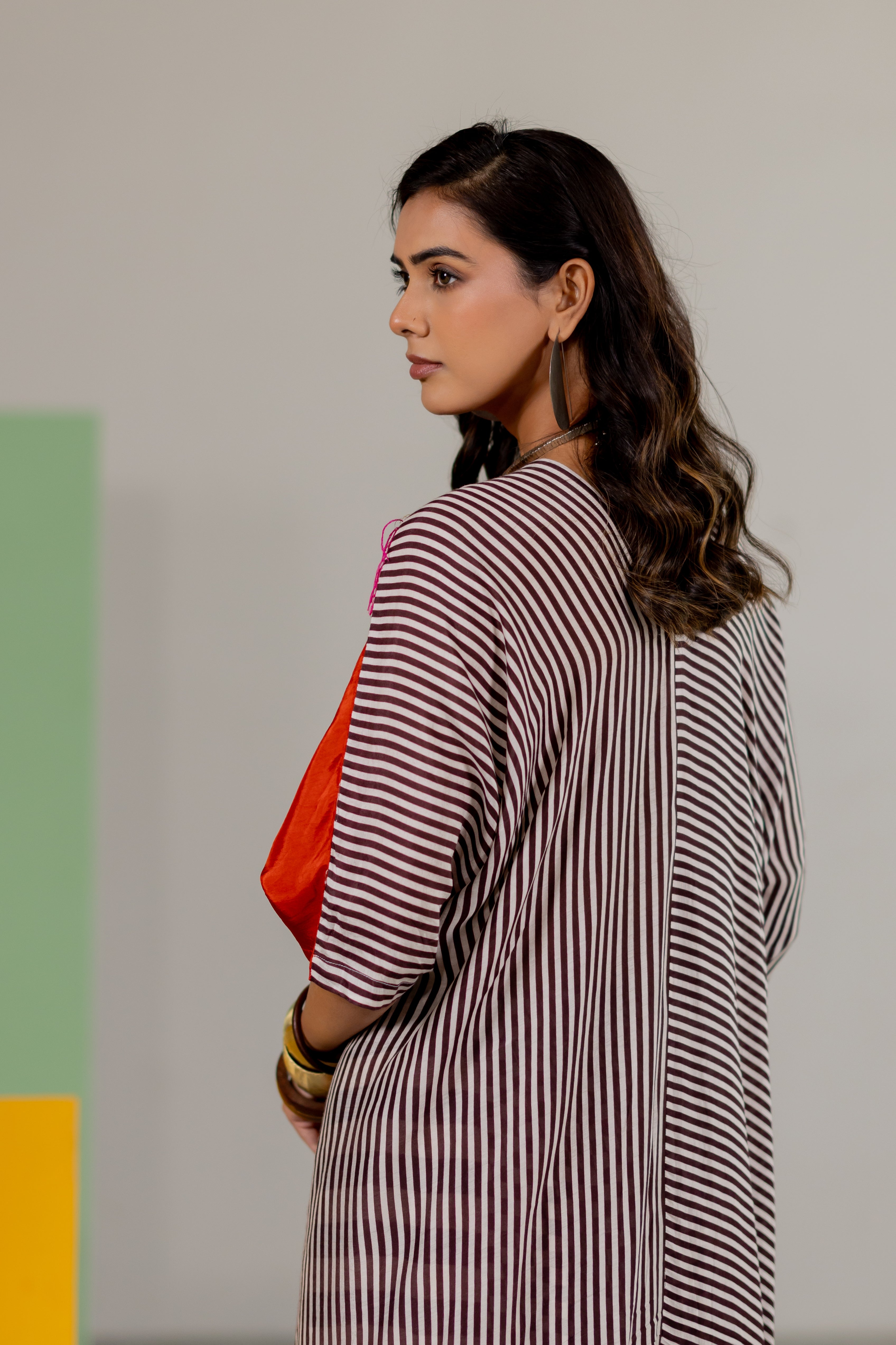 Orange habutai silk kaftan set