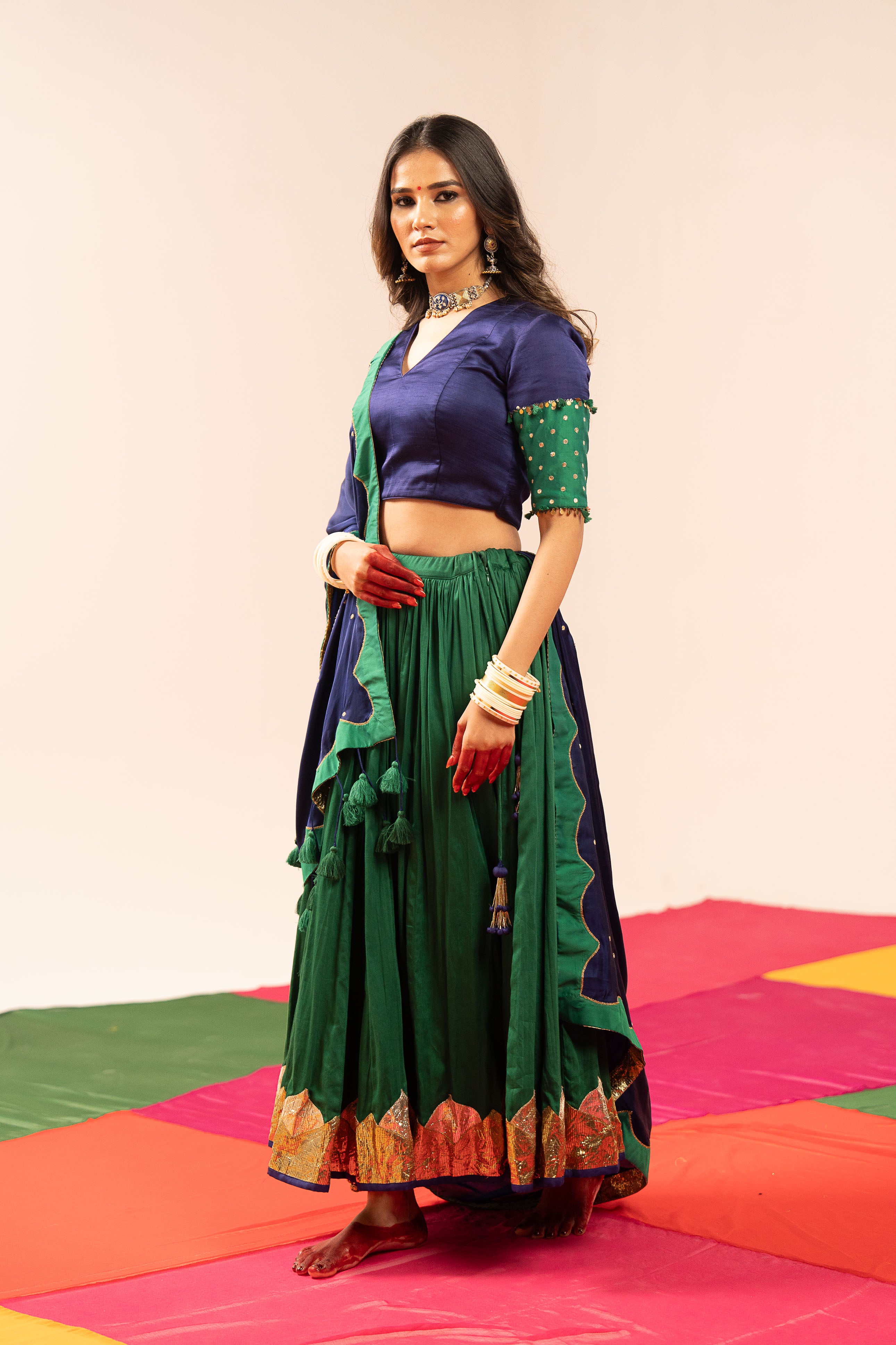 Dark Blue Lehenga Set