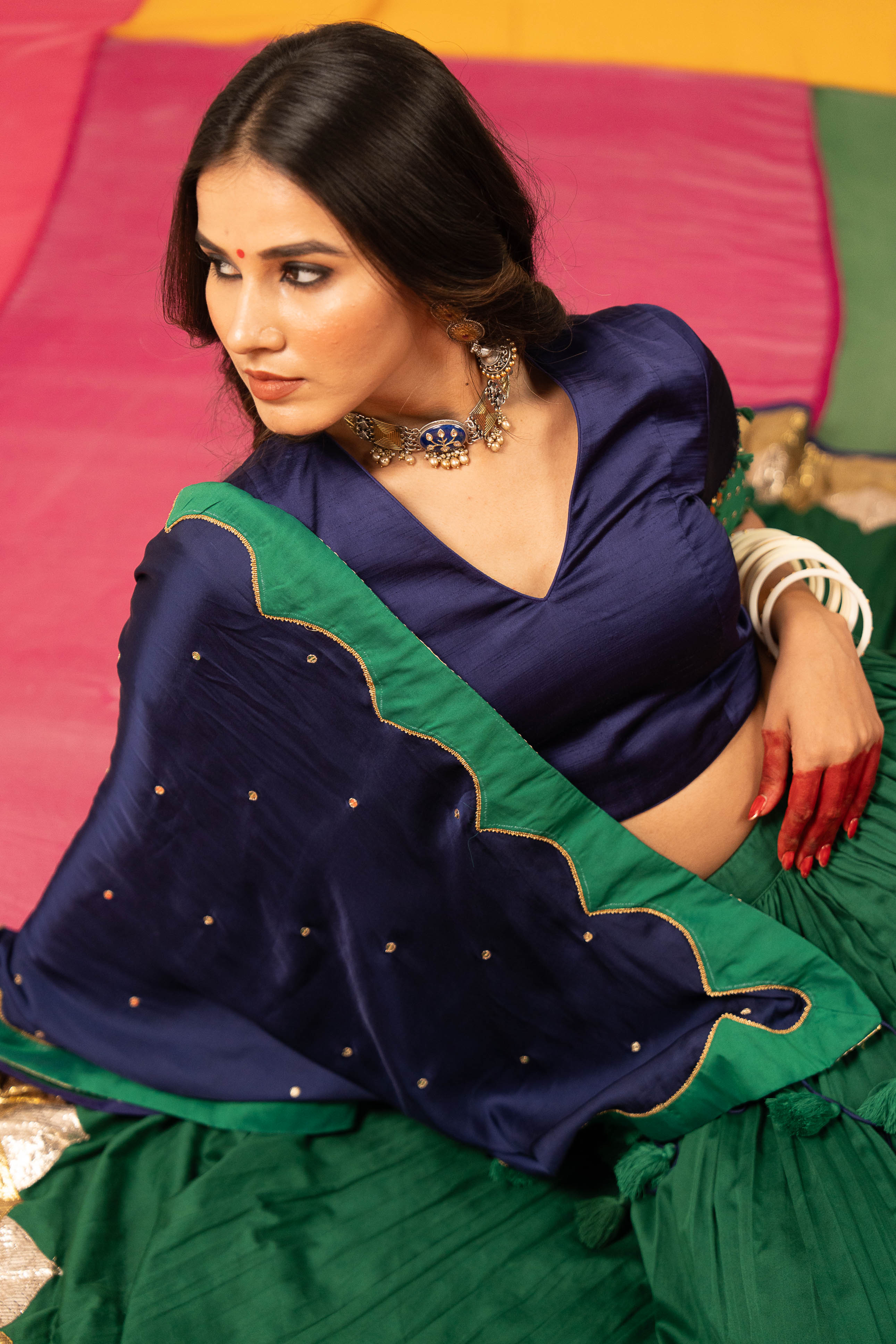 Dark Blue Lehenga Set