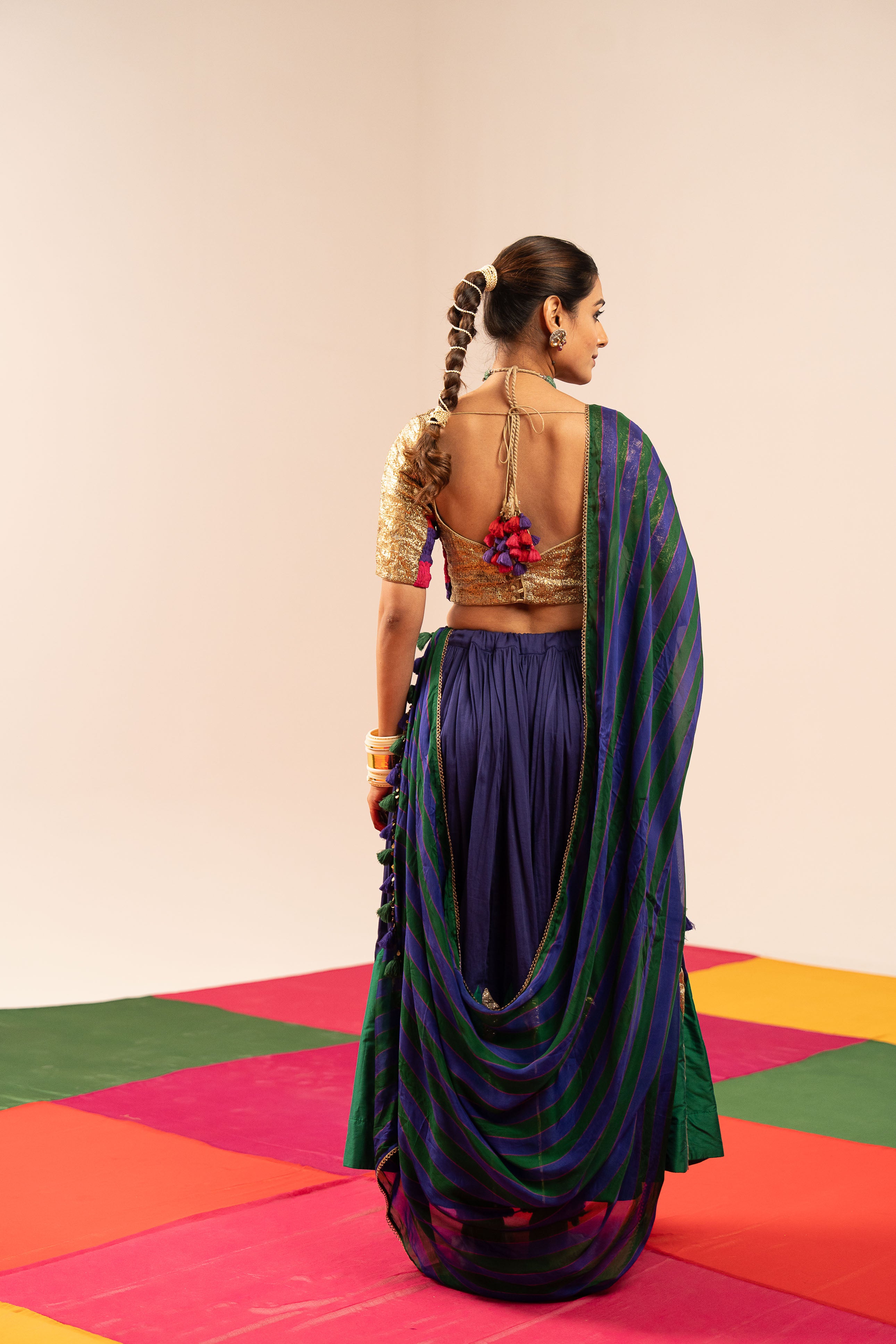Blue-Green Lehenga Set