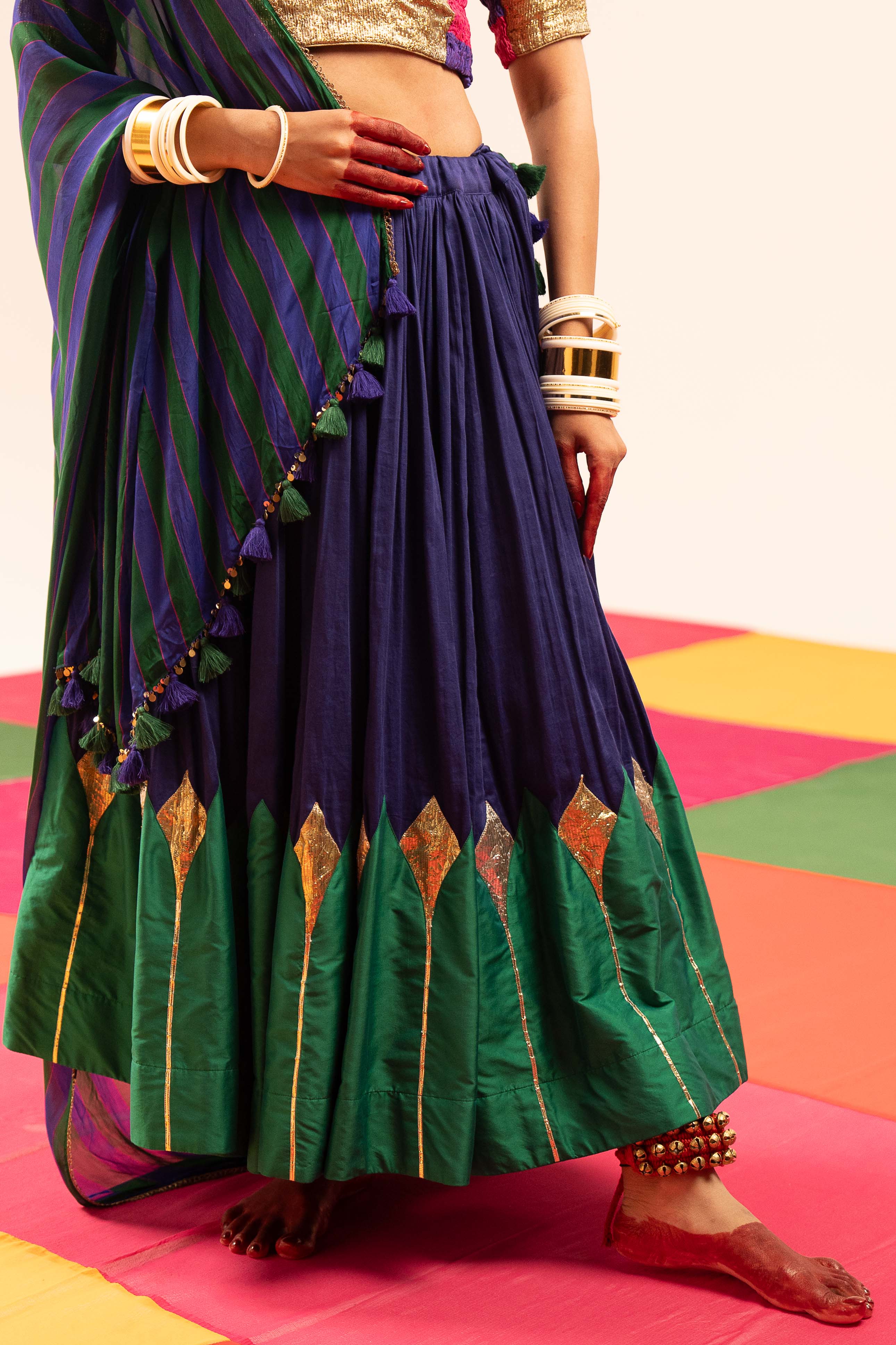 Blue-Green Lehenga Set