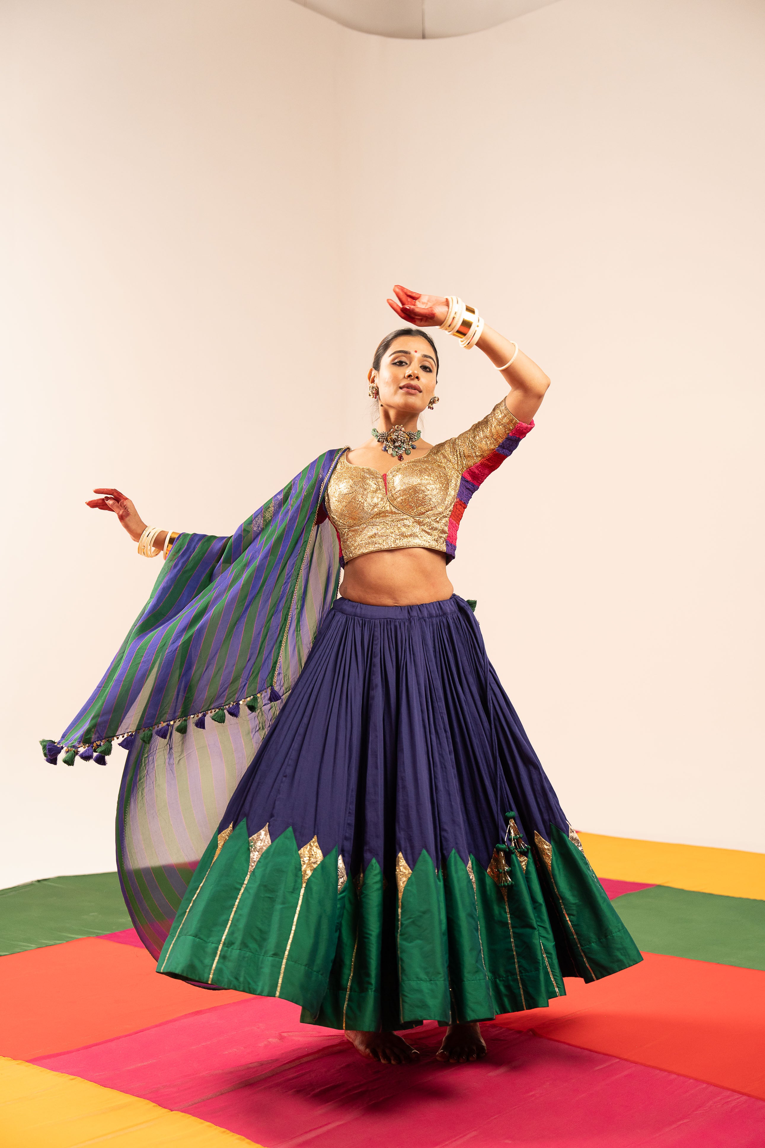 Blue-Green Lehenga Set