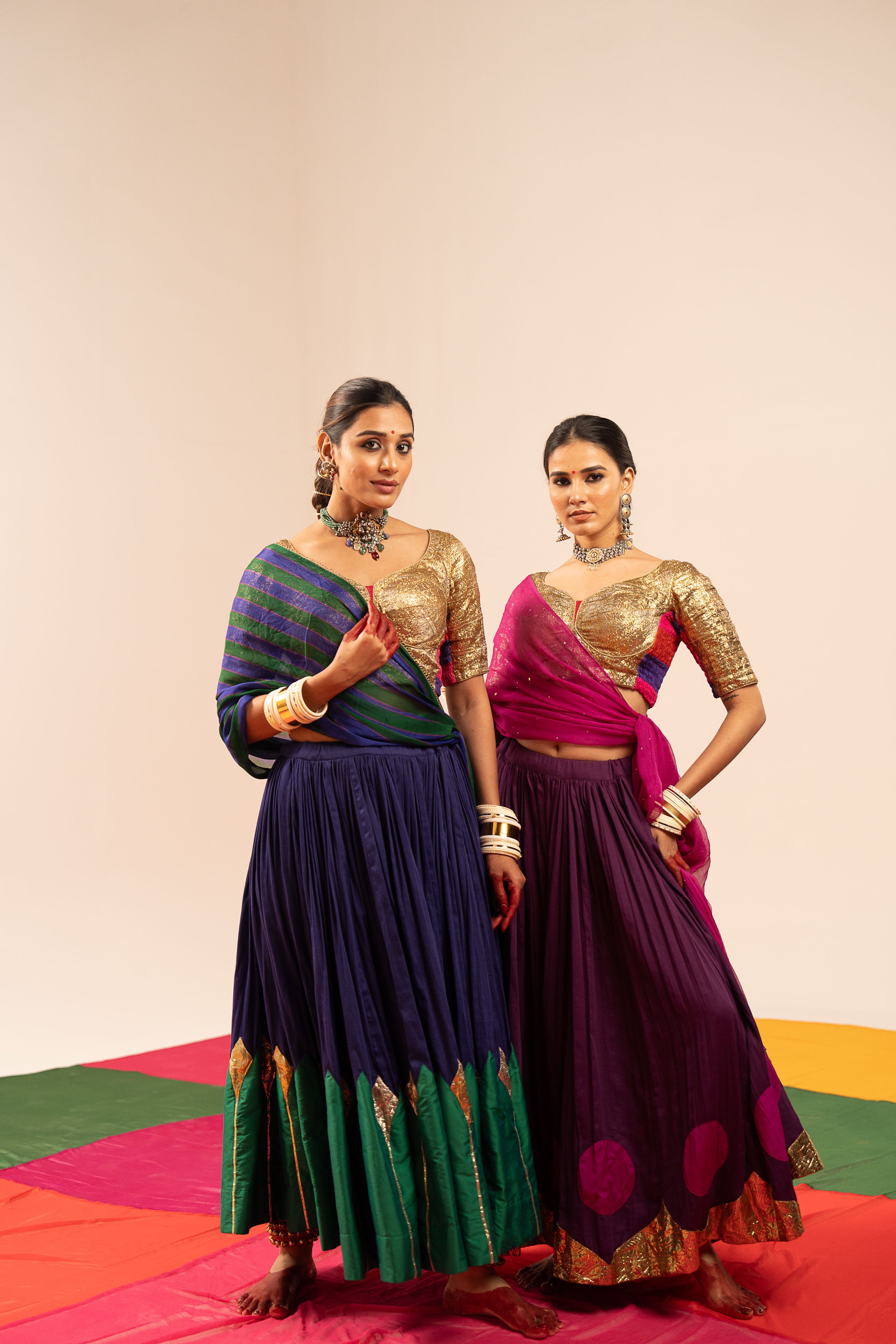 Blue-Green Lehenga Set