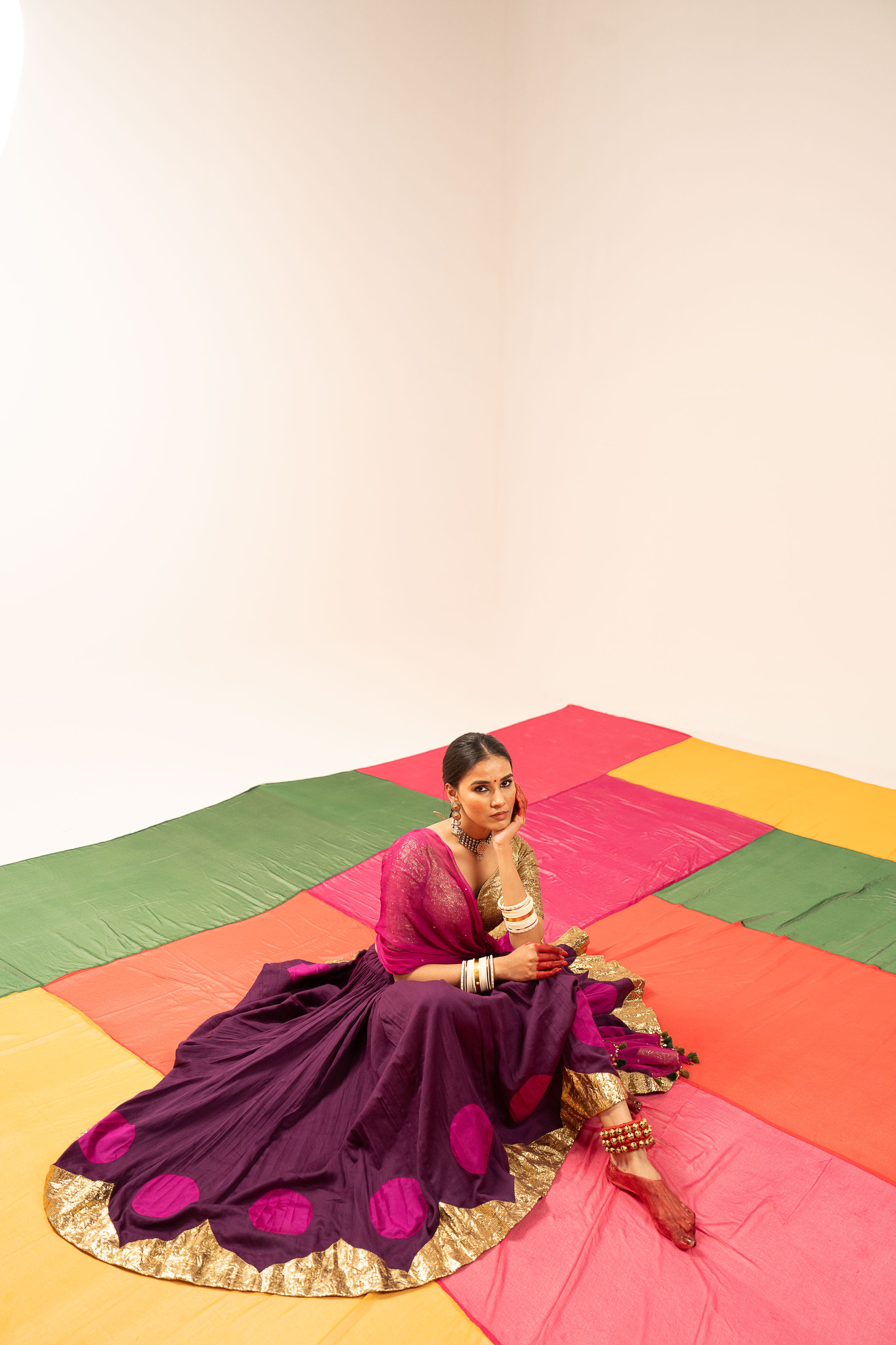 Deep purple Colored Lehenga Set