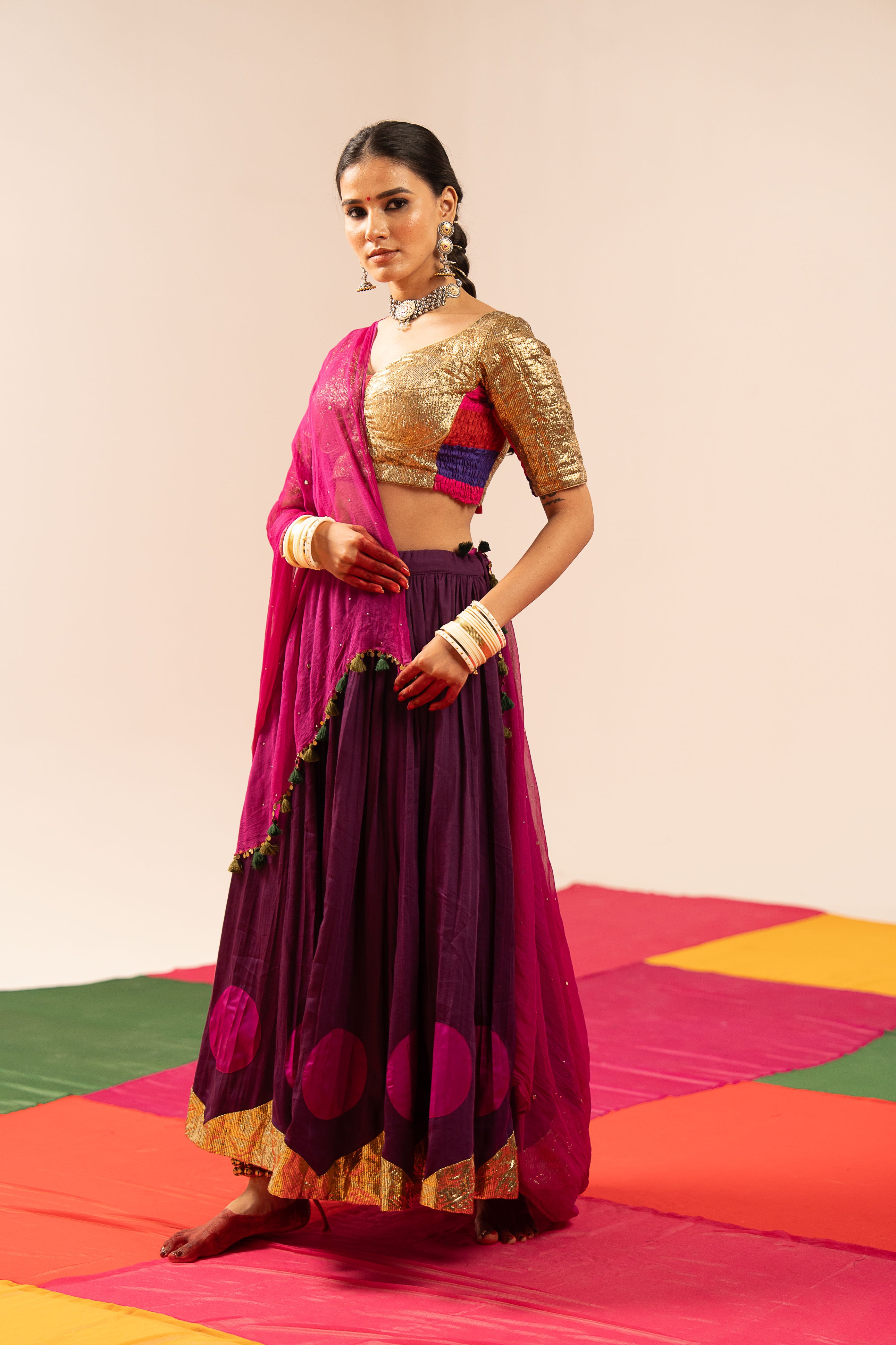 Deep purple Colored Lehenga Set