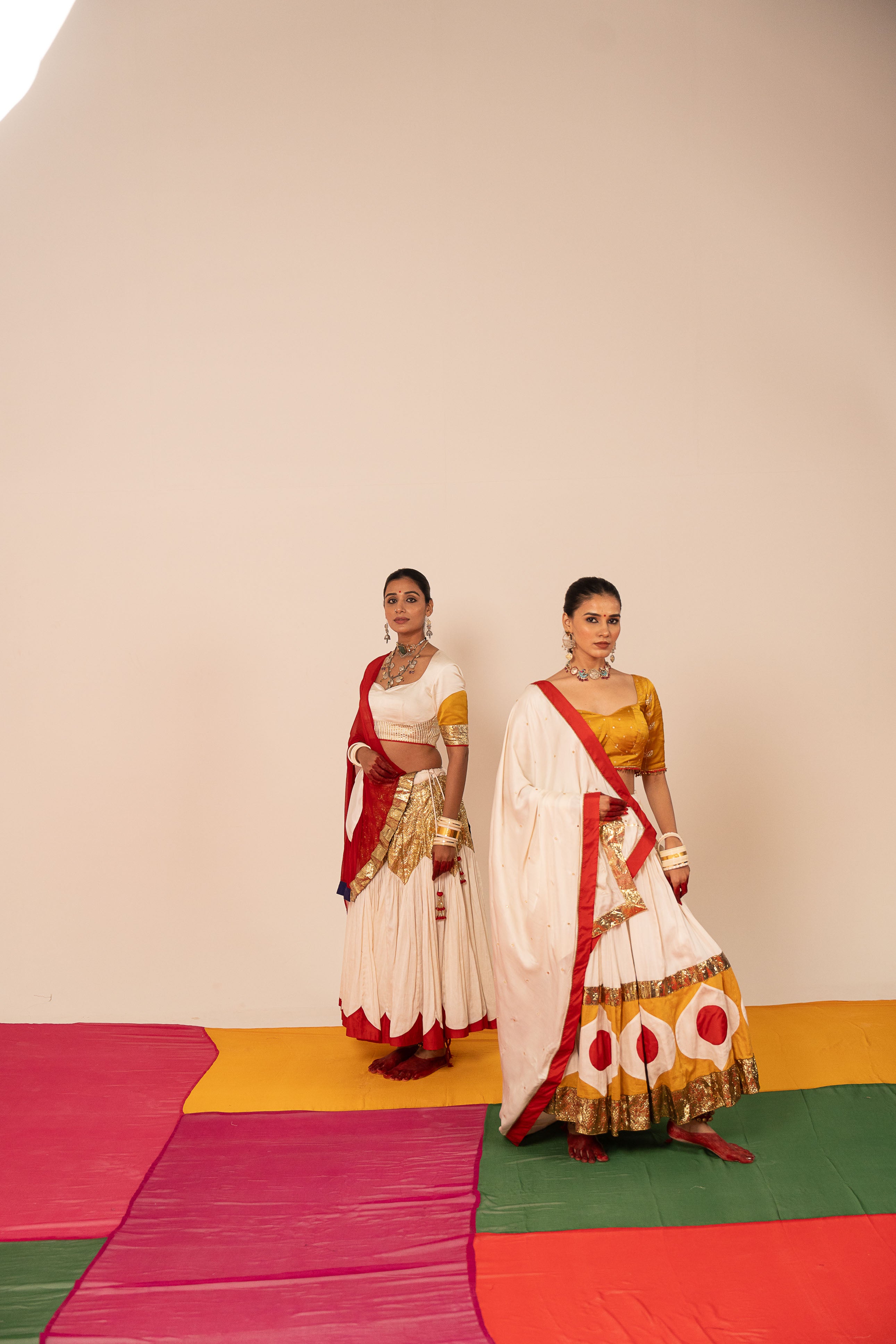 White & Maroon Lehenga Set