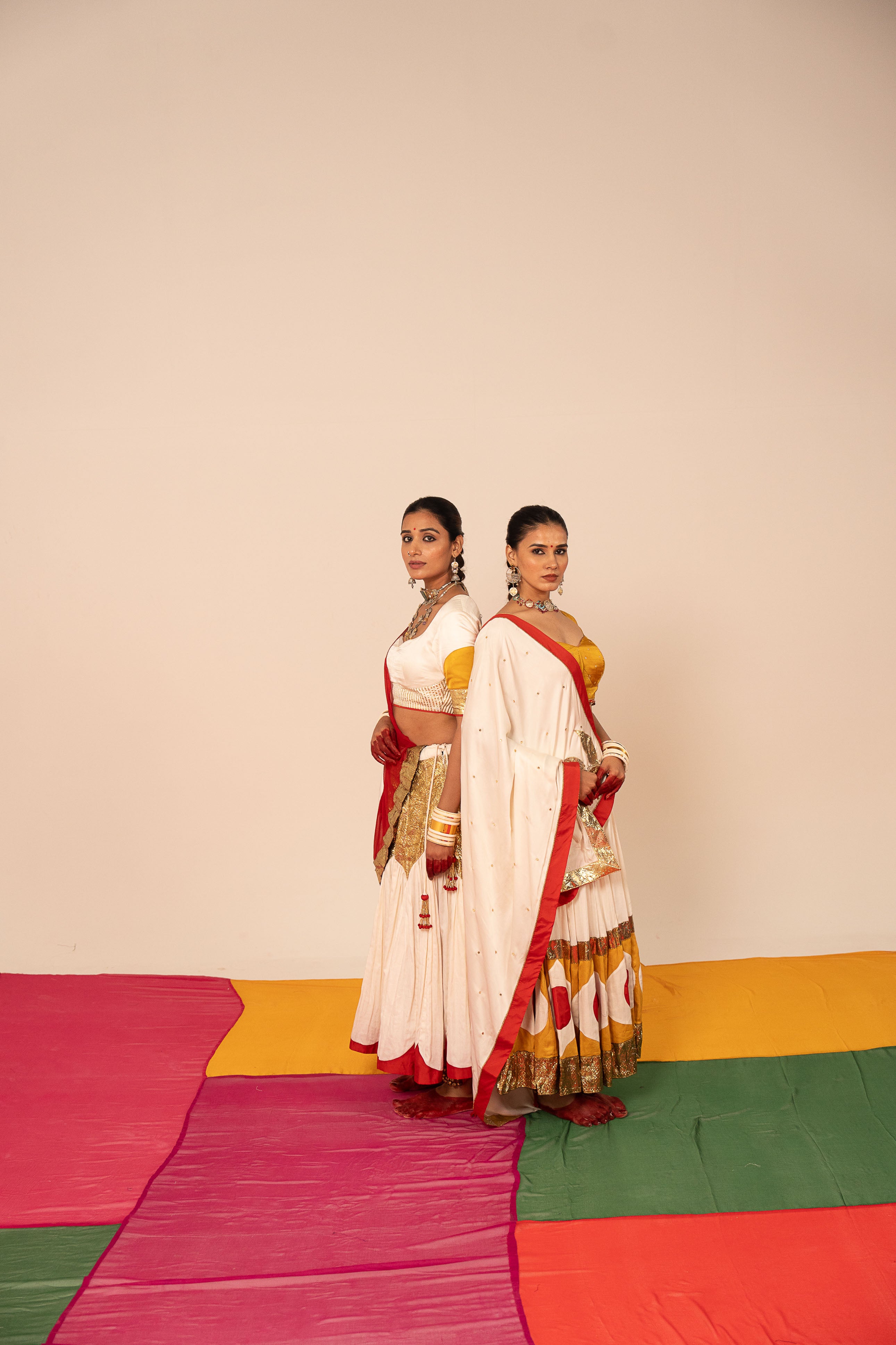 White & Maroon Lehenga Set