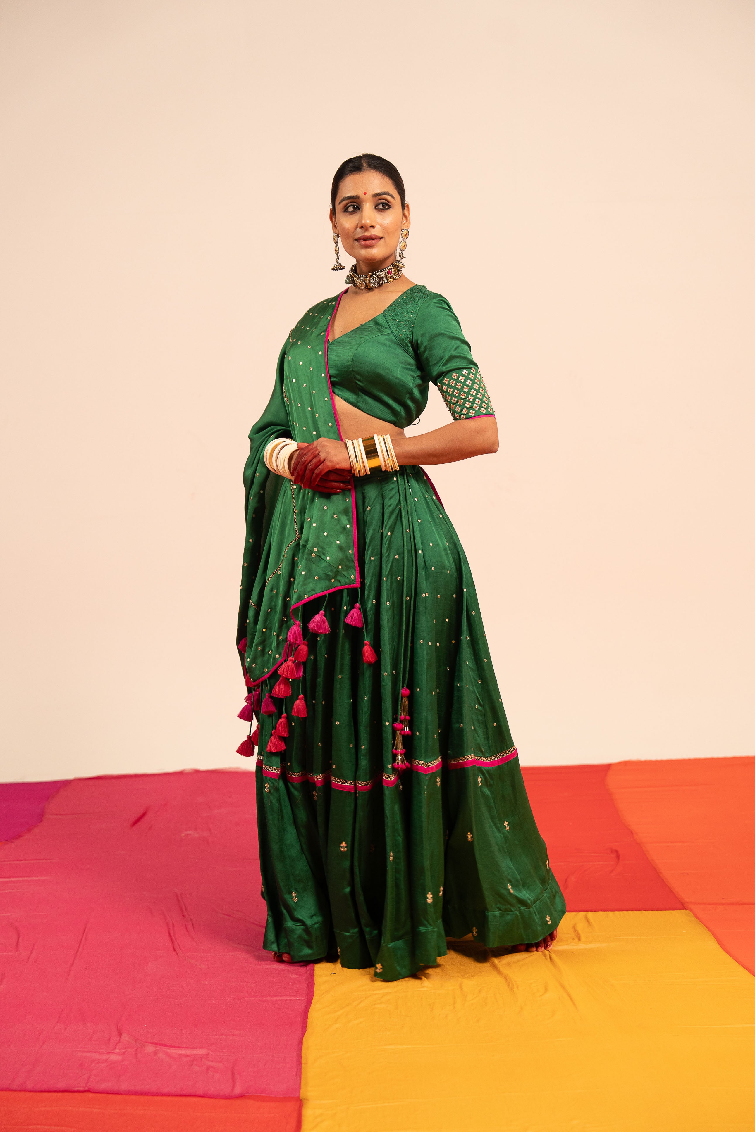 Dark Green Modal Lehenga