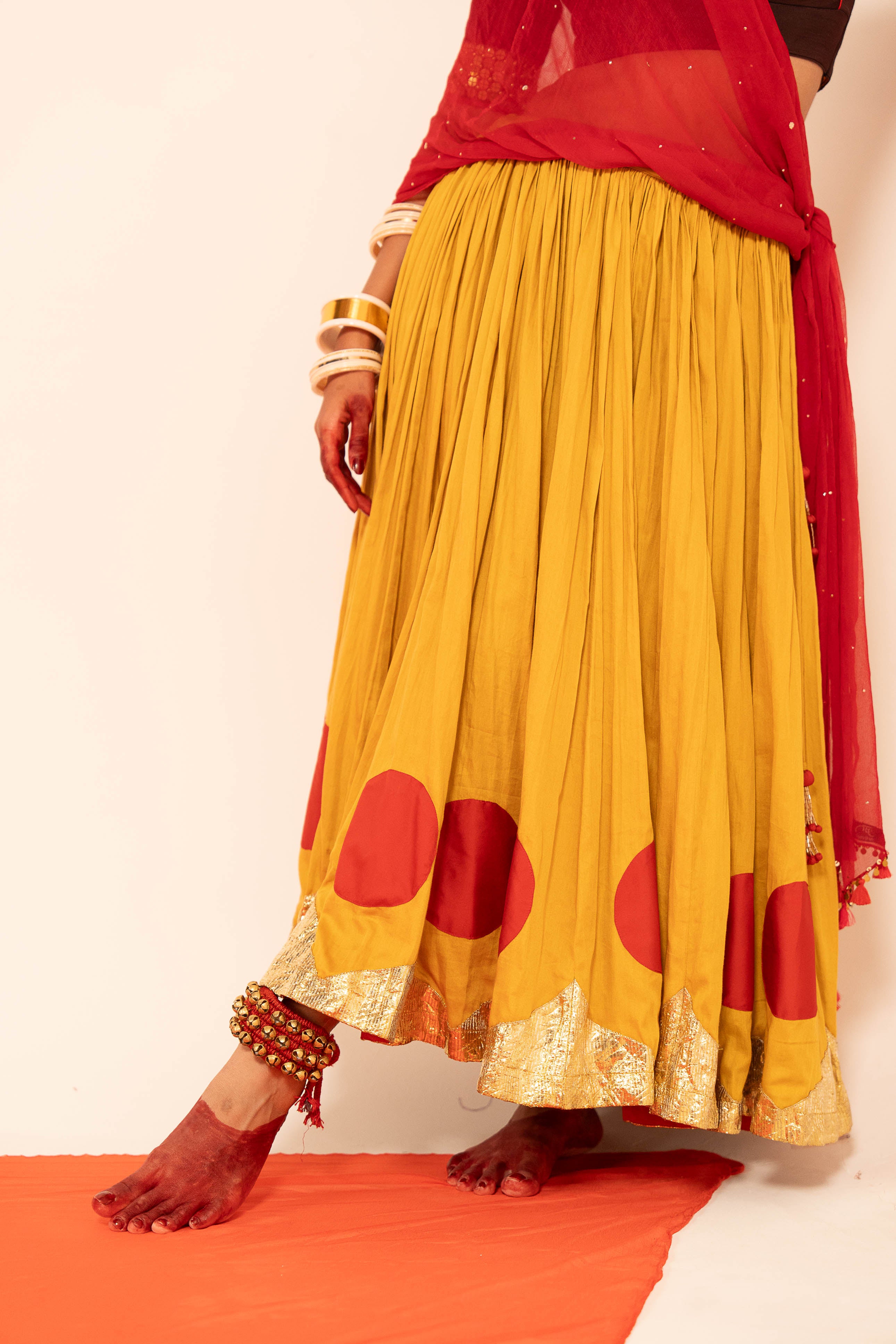 Yellow Brown Lehenga Set