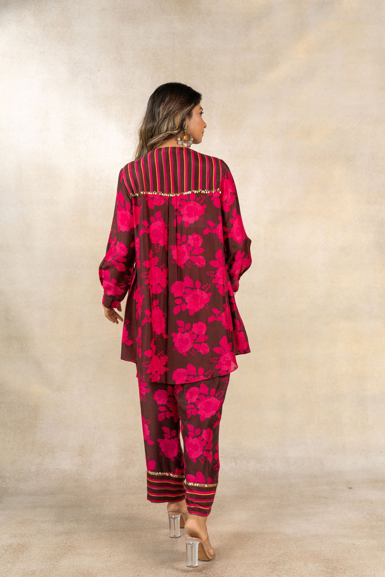 Brown floral printed co-ord set