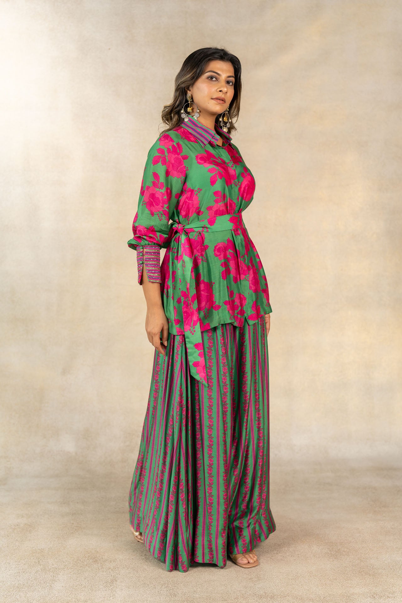 Dark green floral printed co-ord set