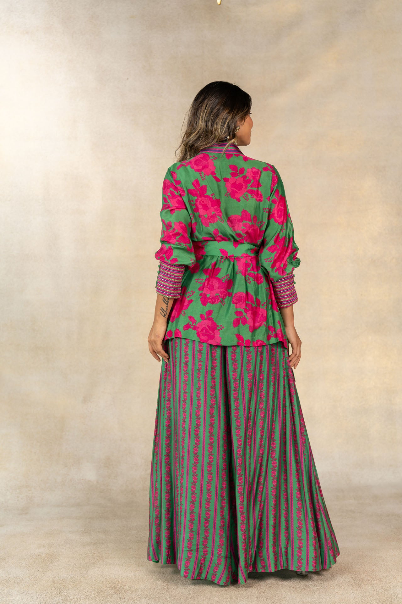 Dark green floral printed co-ord set