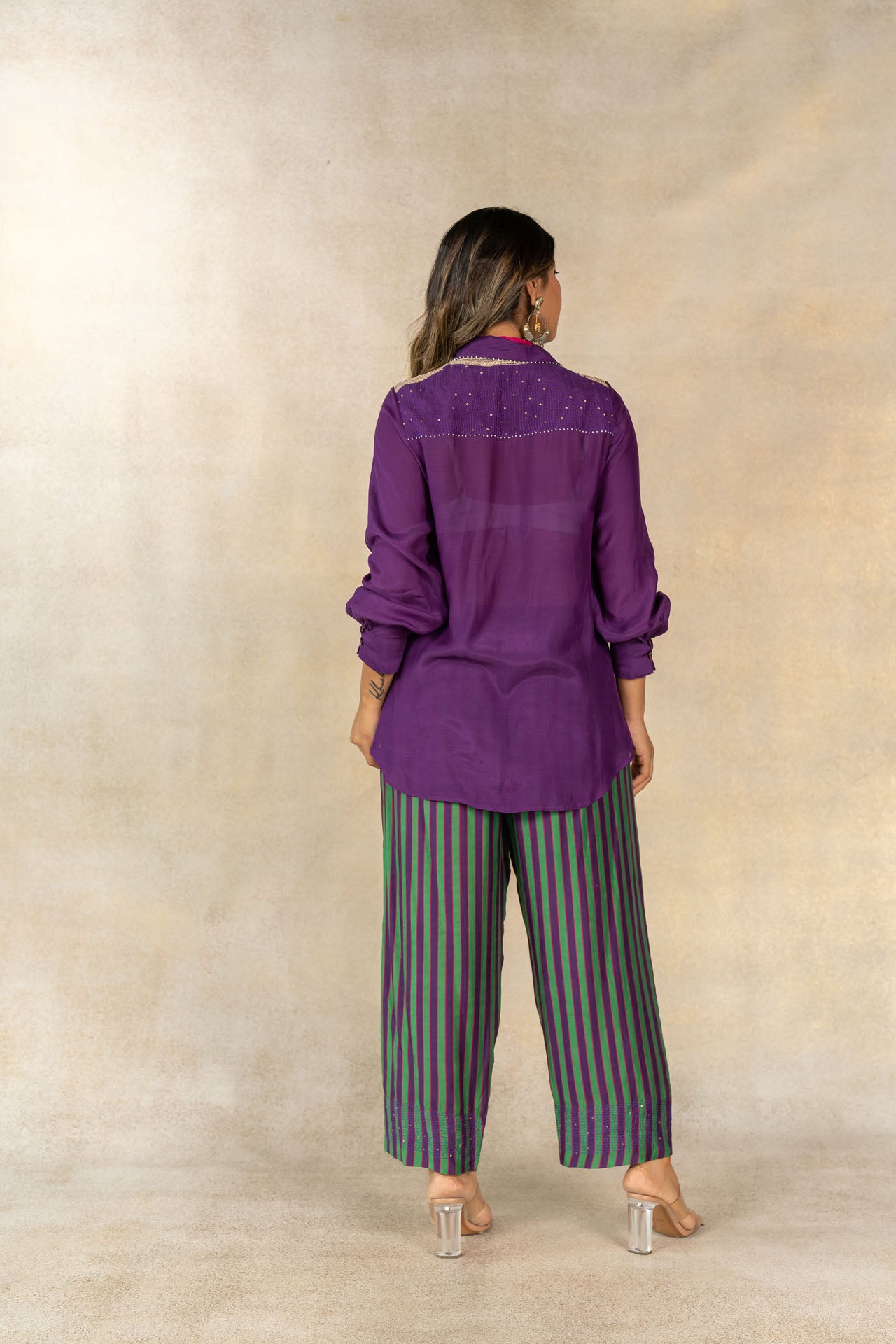 Purple coin-tassel detail co-ord set
