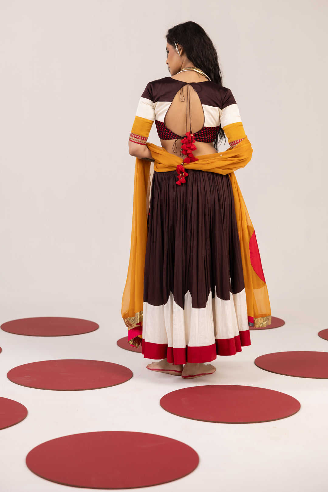 BROWN & OFF WHITE LEHENGA SET