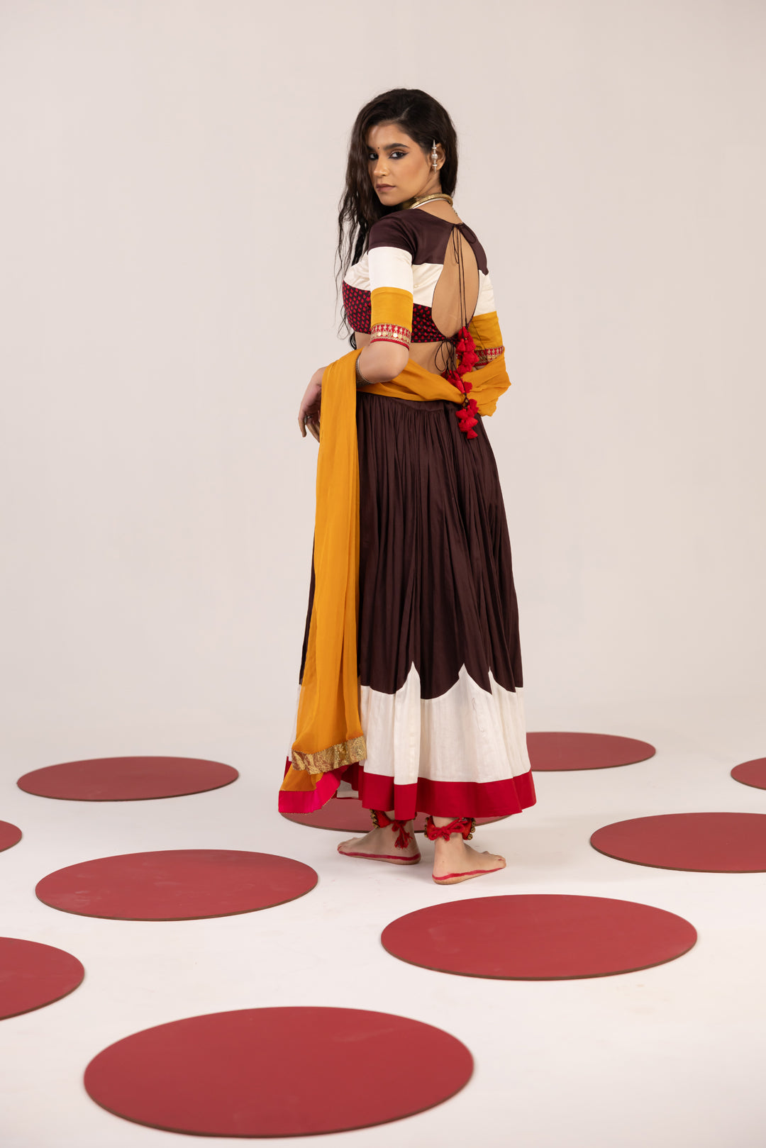 BROWN & OFF WHITE LEHENGA SET