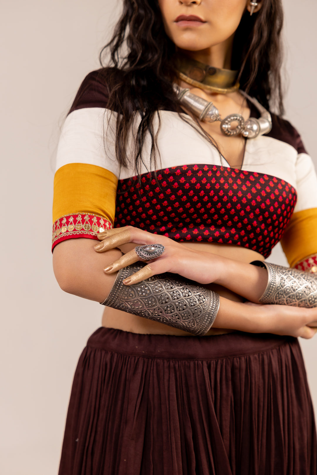 BROWN & OFF WHITE LEHENGA SET