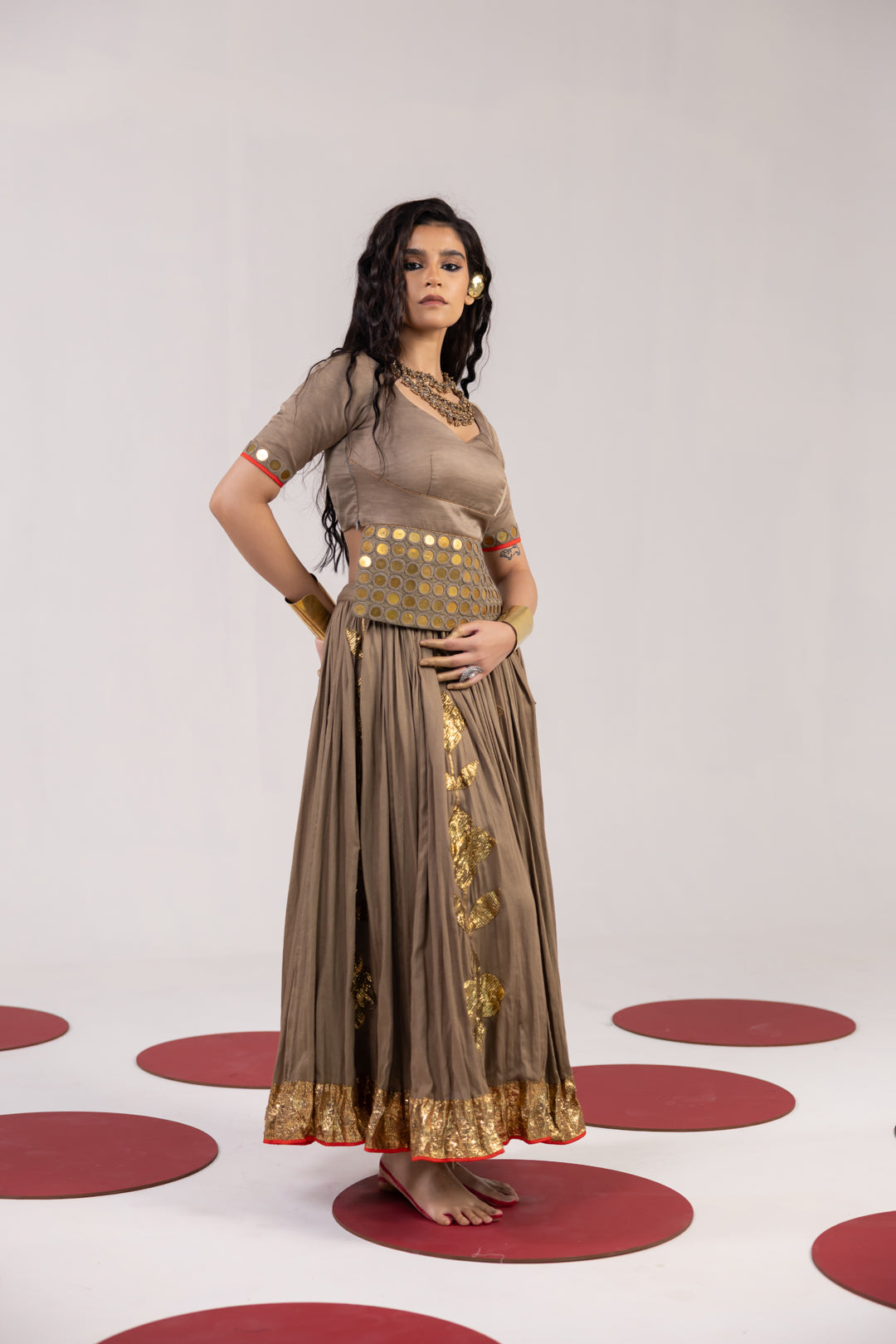 WARM GREY LEHENGA SET
