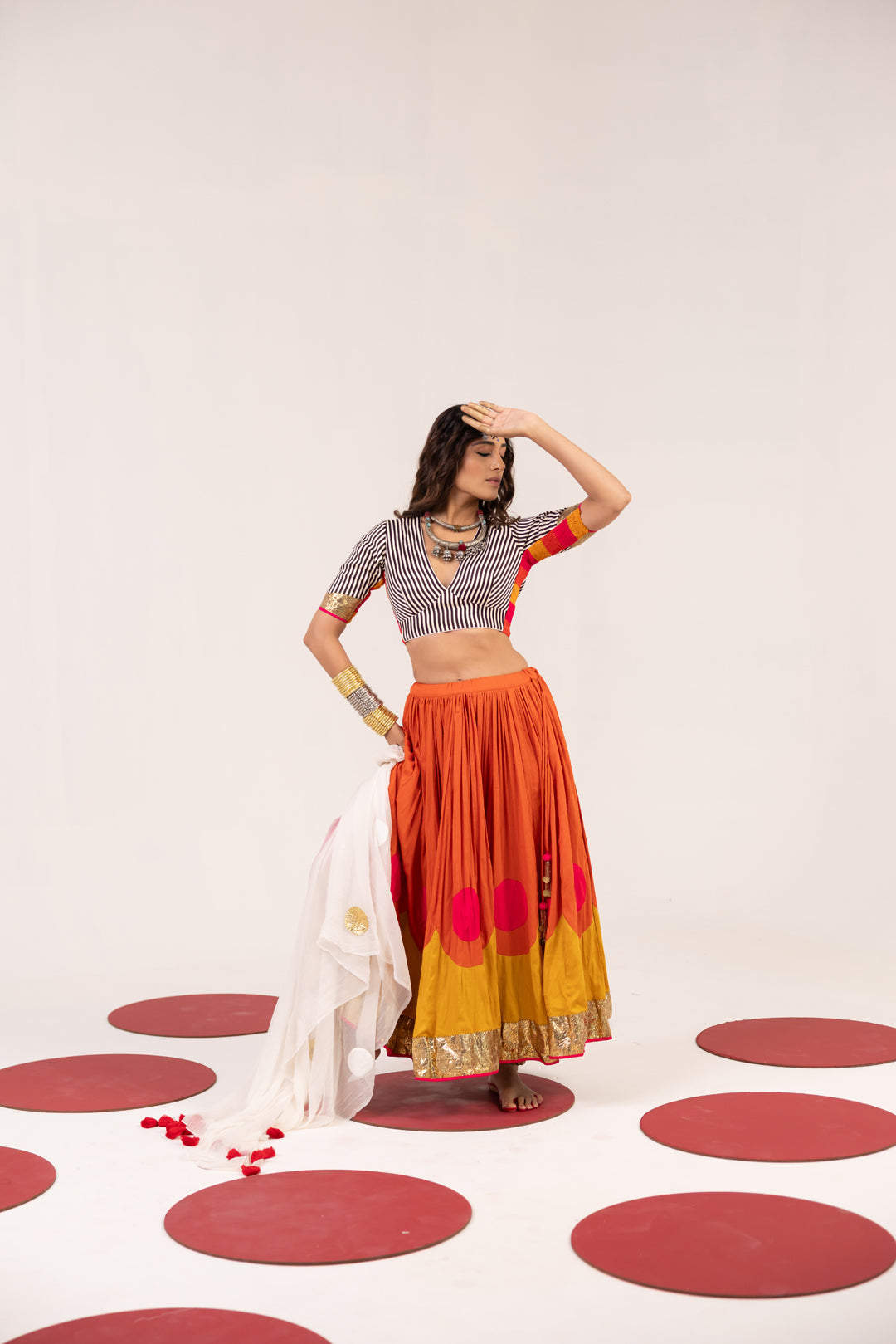 ORANGE & MUSTARD YELLOW LEHENGA SET