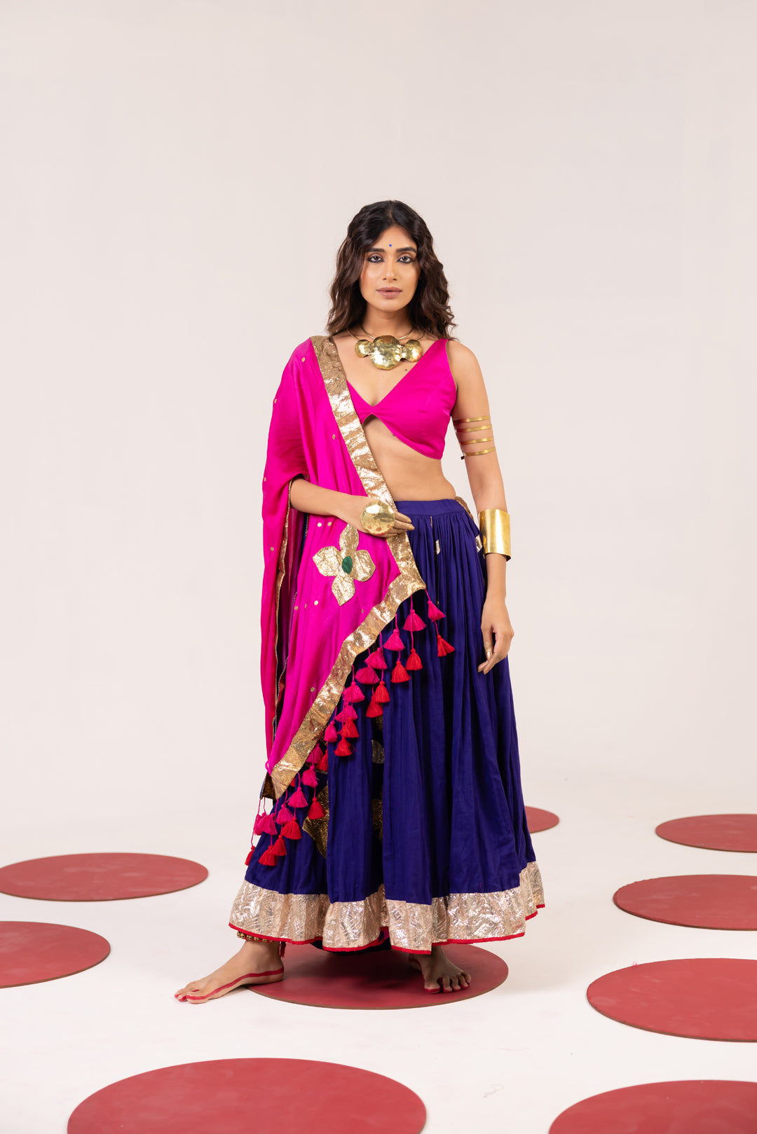 PINK AND BLUE LEHENGA SET